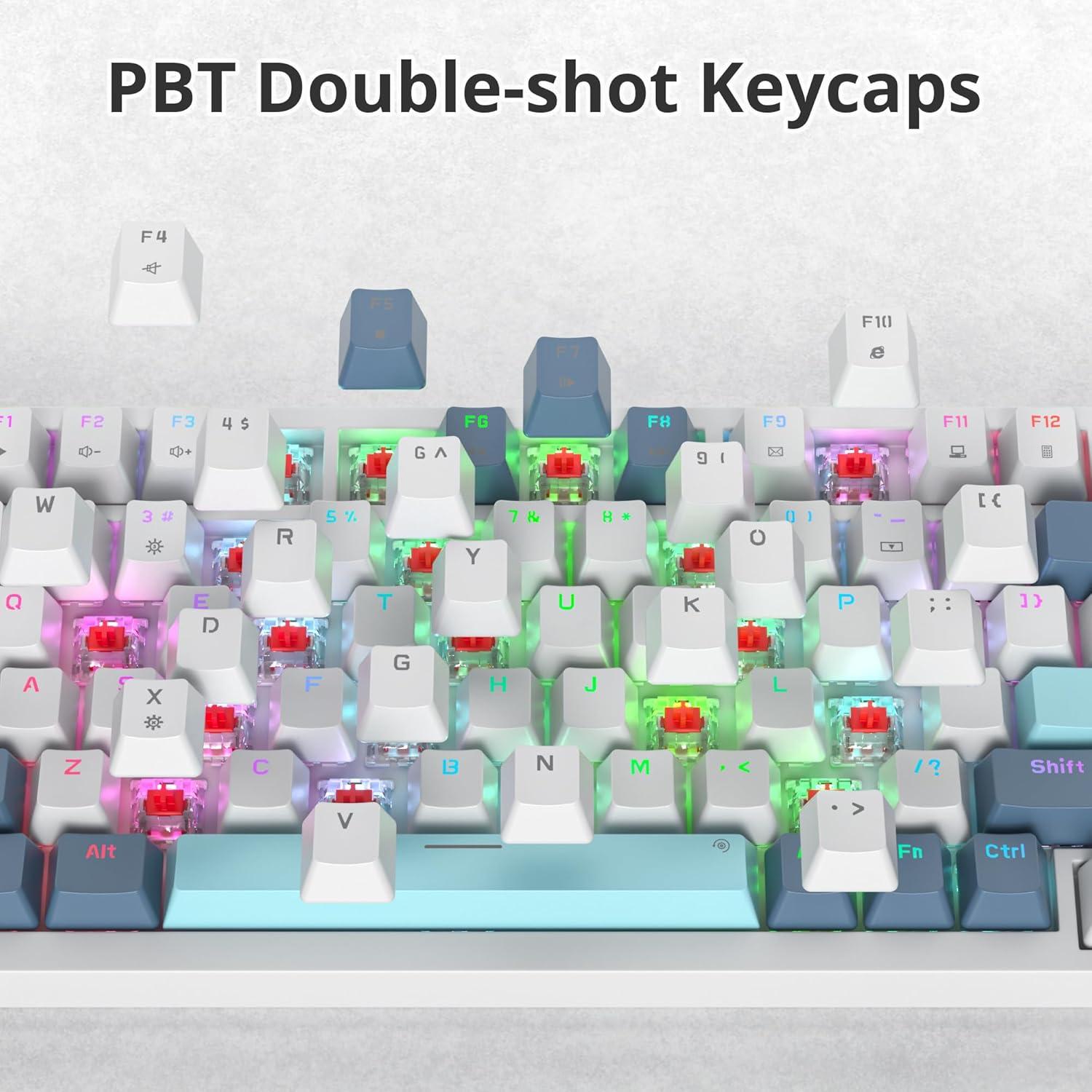 Teclado Mecánico Ussixchare 75% Blanco con Retroiluminación RGB