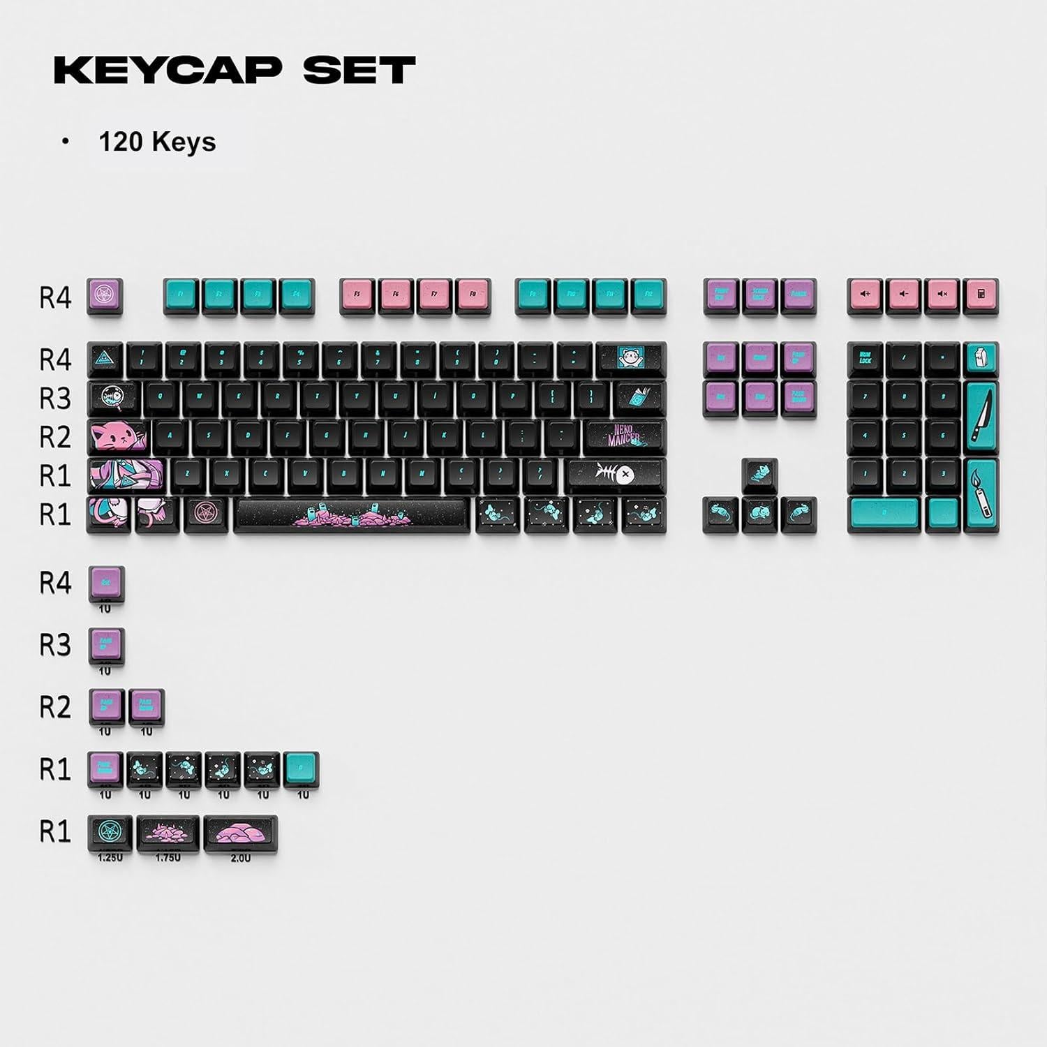 Juego de Teclas Personalizadas Nekomancer KapCo 120 Teclas PBT