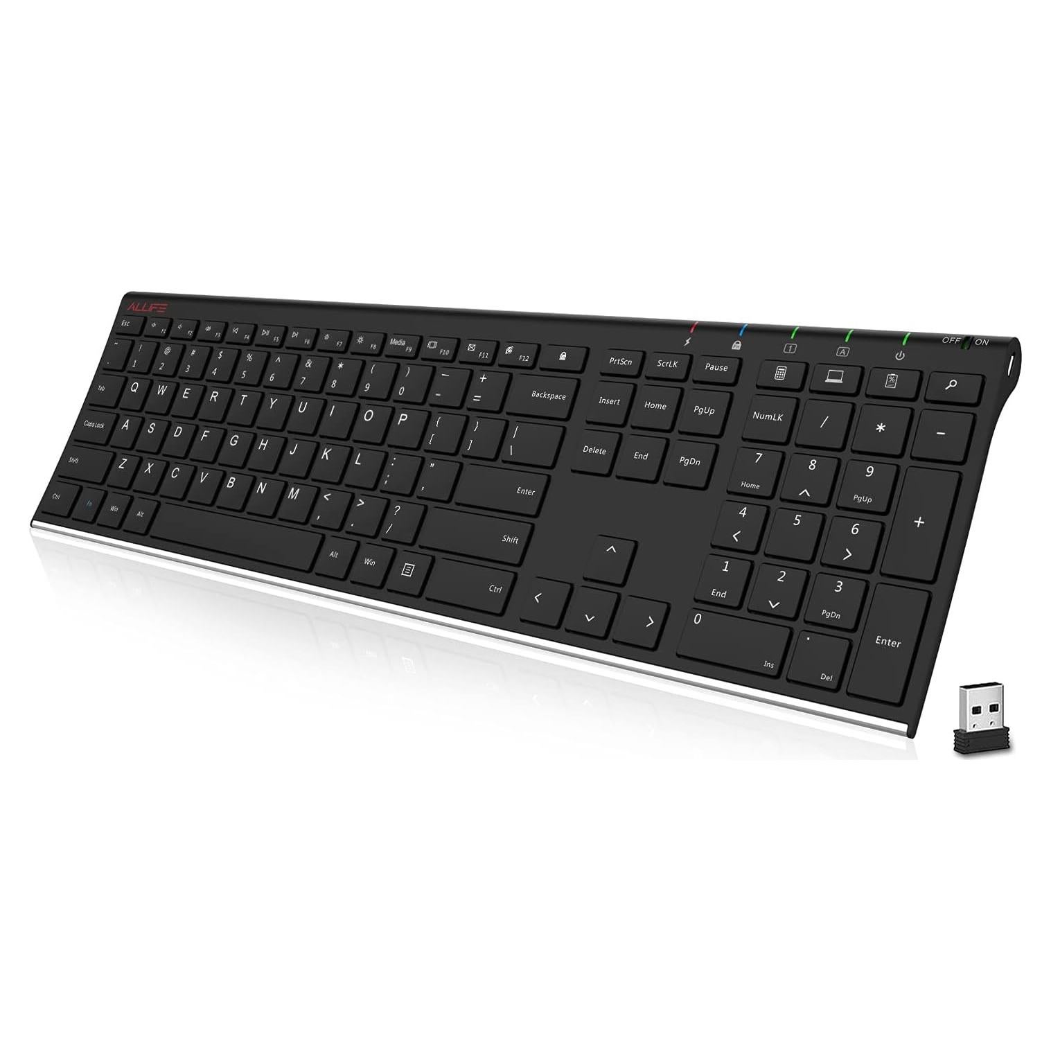 Teclado Inalámbrico ALLIFE 2.4G Acero Inoxidable Ultra Delgado