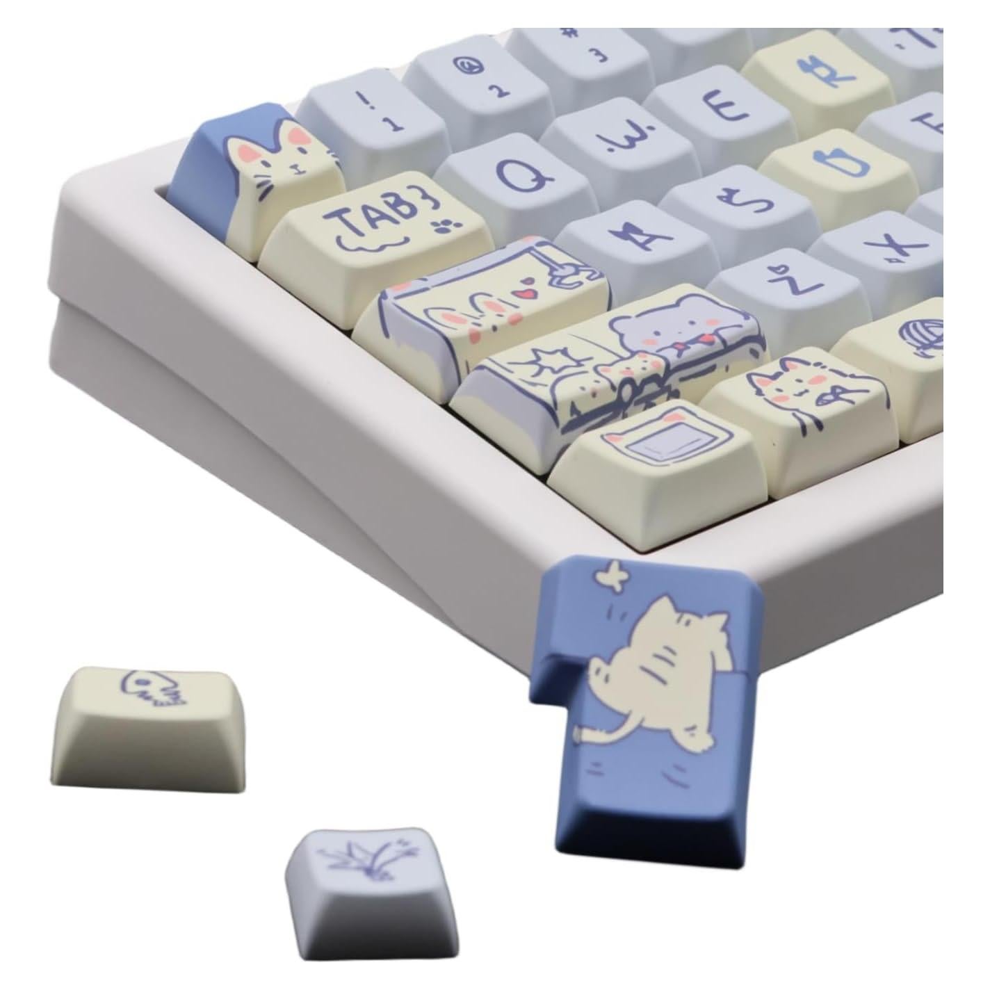 Juego de Teclas Mecánicas Personalizadas PBT MDA Gato Azul - 148 Teclas