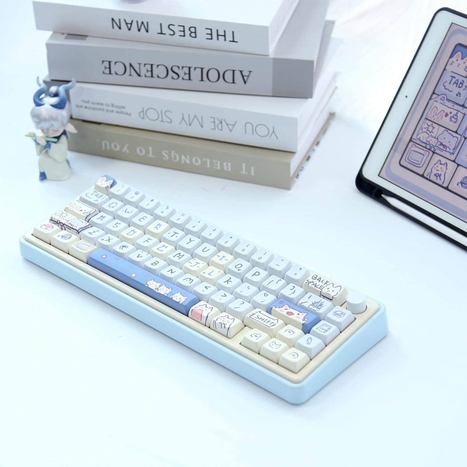 Juego de Teclas Mecánicas Personalizadas PBT MDA Gato Azul - 148 Teclas