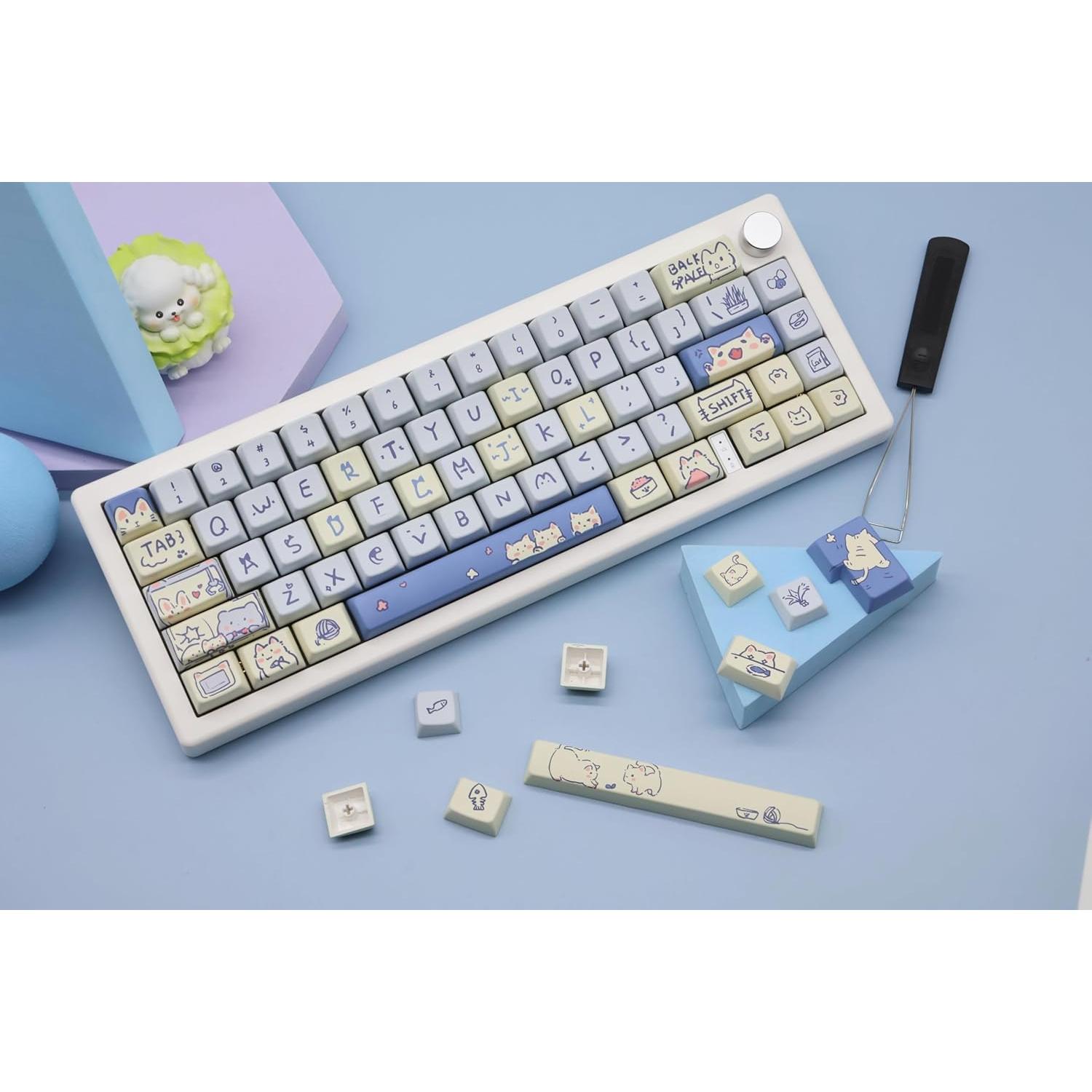 Juego de Teclas Mecánicas Personalizadas PBT MDA Gato Azul - 148 Teclas