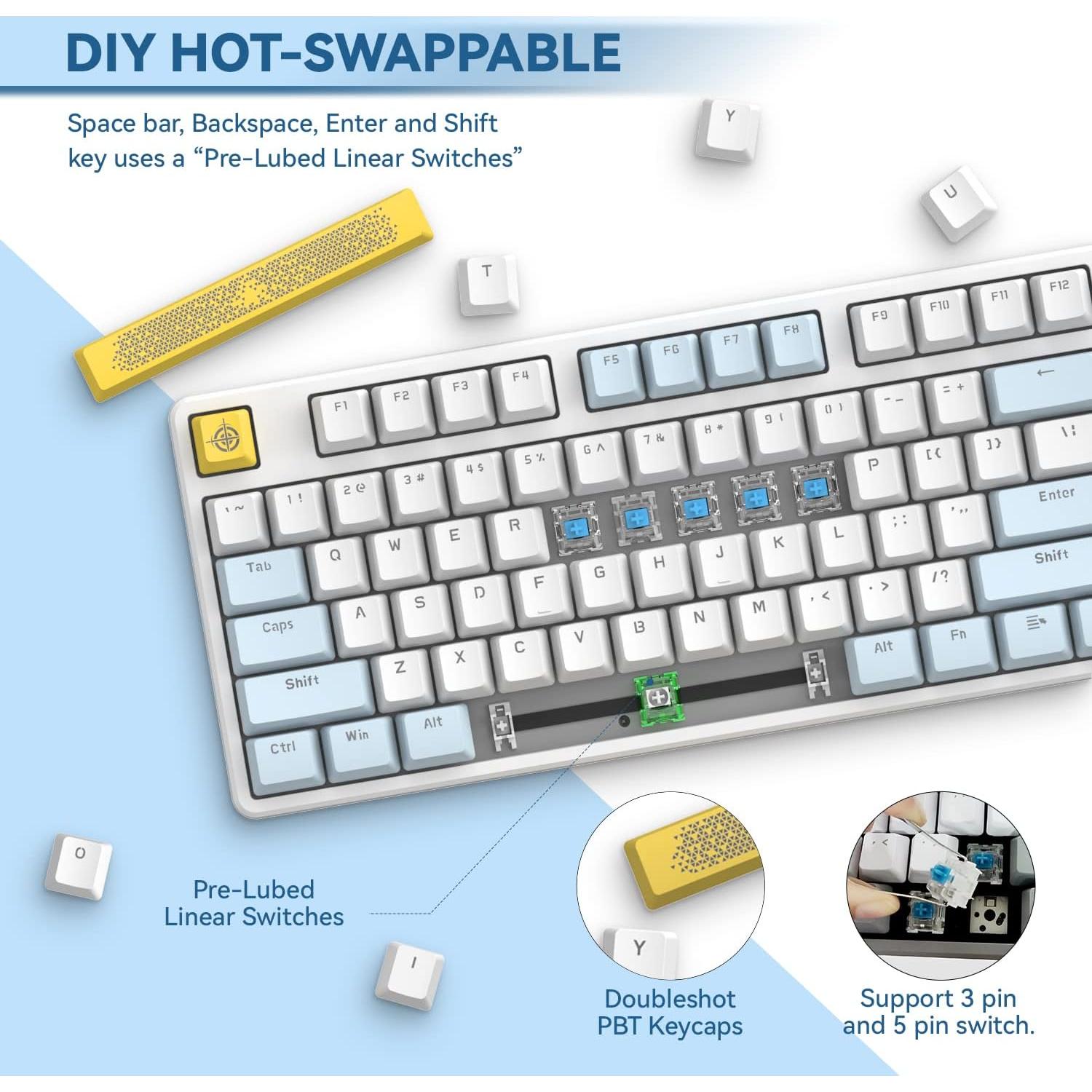 Teclado Mecánico Gaming MAGIC-REFINER AK873 TKL 75% LED RGB