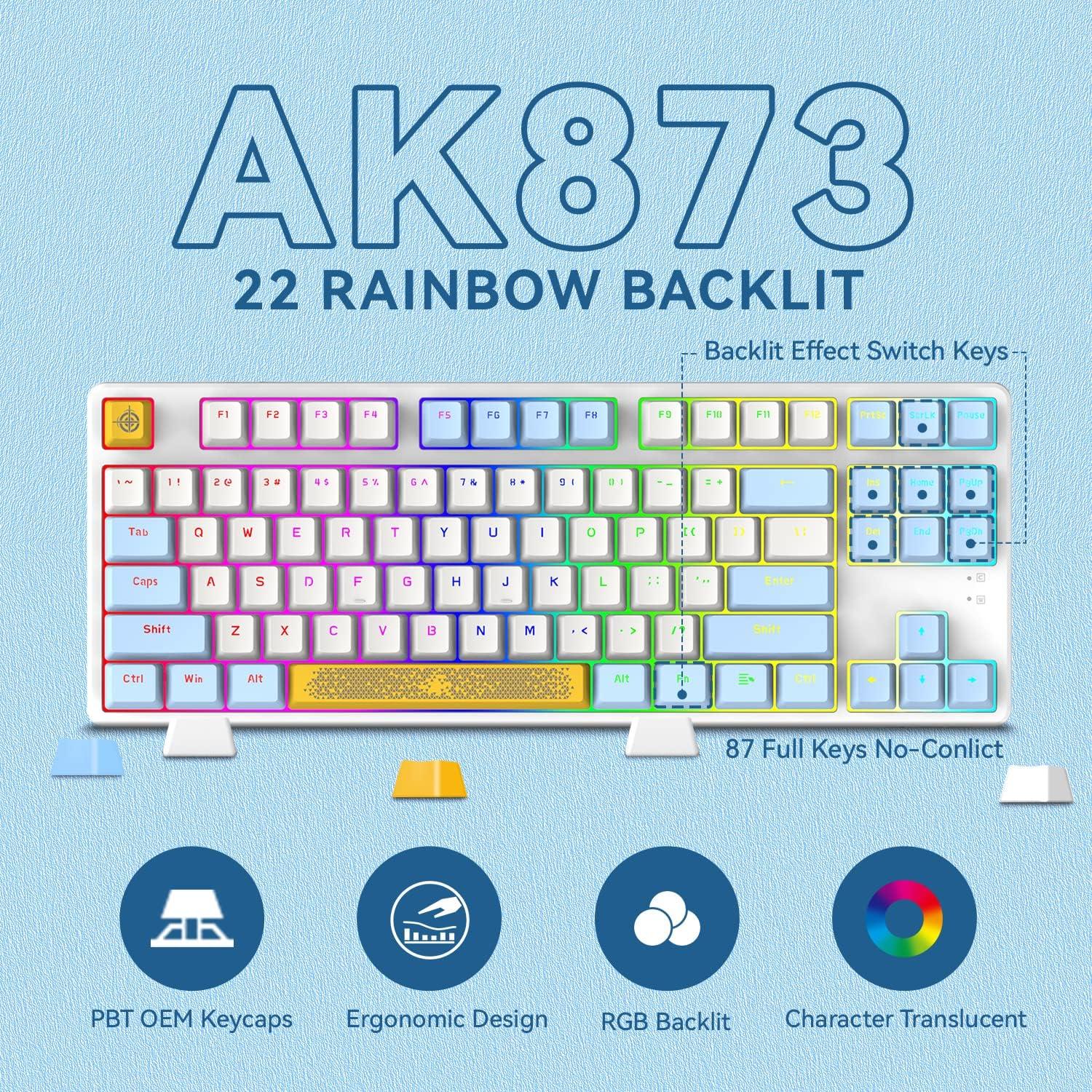 Teclado Mecánico Gaming MAGIC-REFINER AK873 TKL 75% LED RGB
