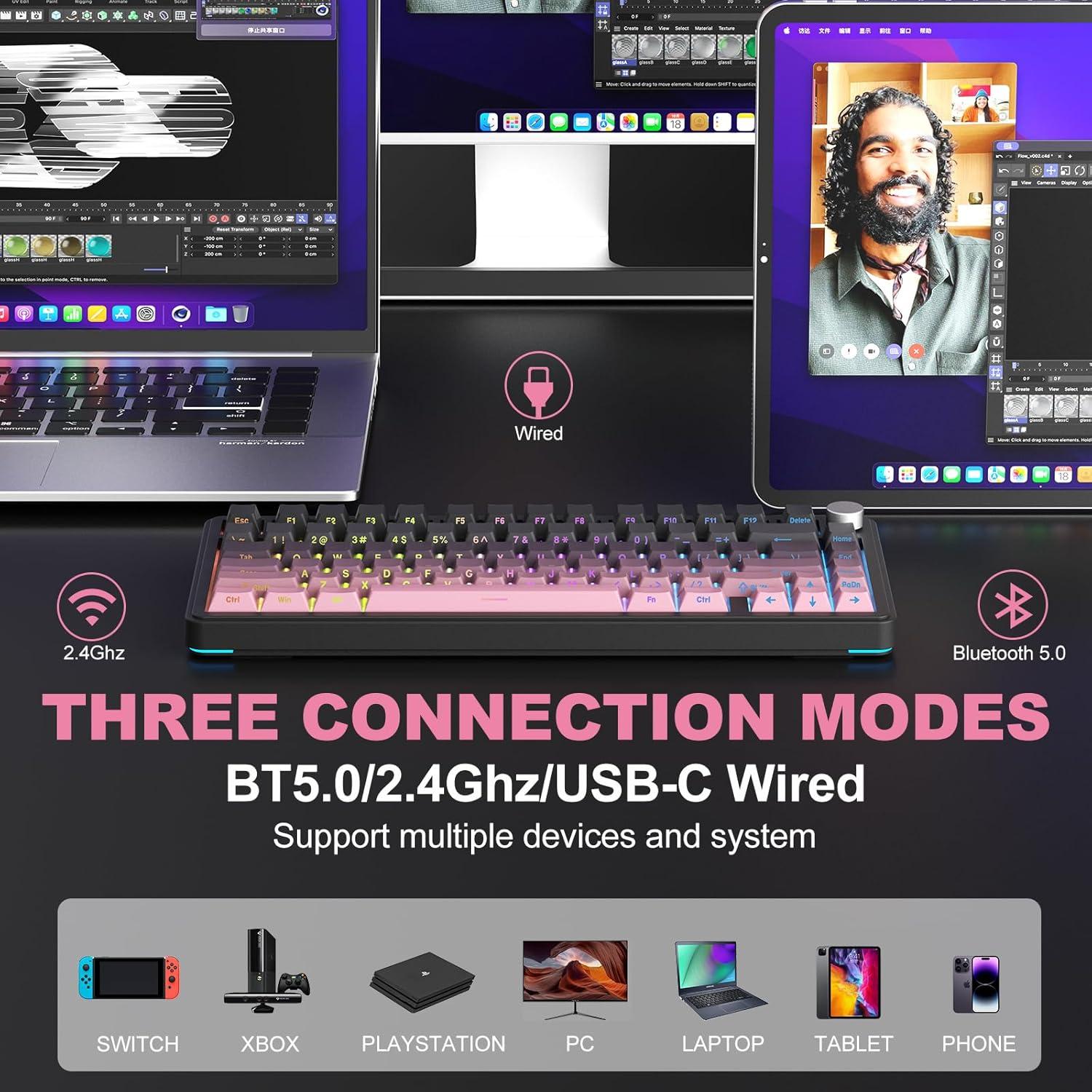 Teclado Mecánico CC MALL M75 75% RGB PBT Intercambiable