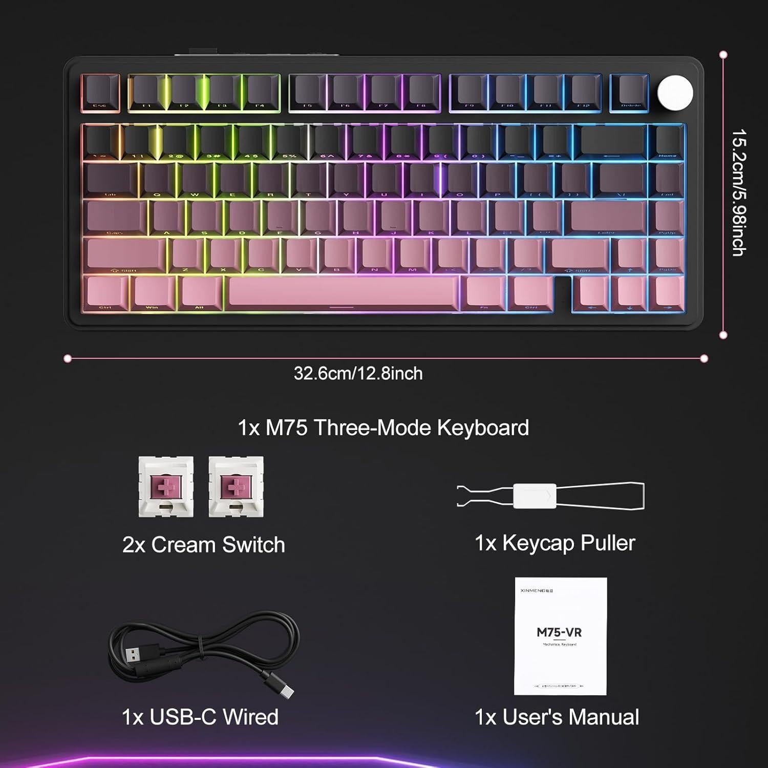 Teclado Mecánico CC MALL M75 75% RGB PBT Intercambiable