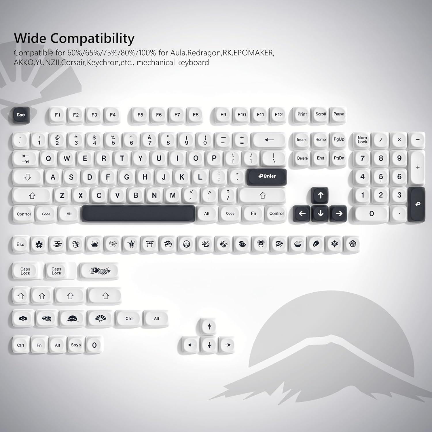 Teclas PBT Womier MOA Japonesas para Teclado Mecánico 60-100%