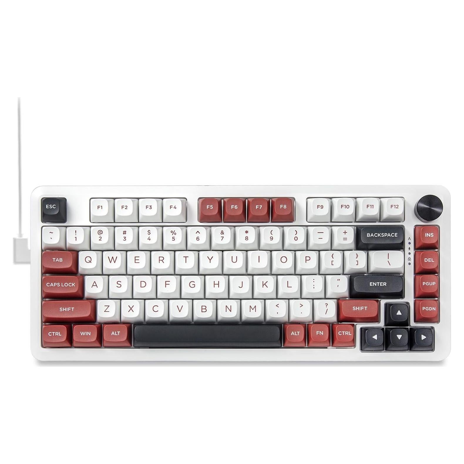 Teclado Mecánico E-Yooso Z82 75% RGB Con Cable Blanco/Rojo