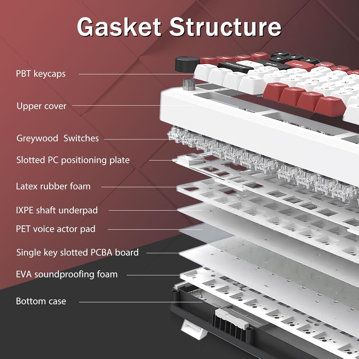 Teclado Mecánico E-Yooso Z82 75% RGB Con Cable Blanco/Rojo