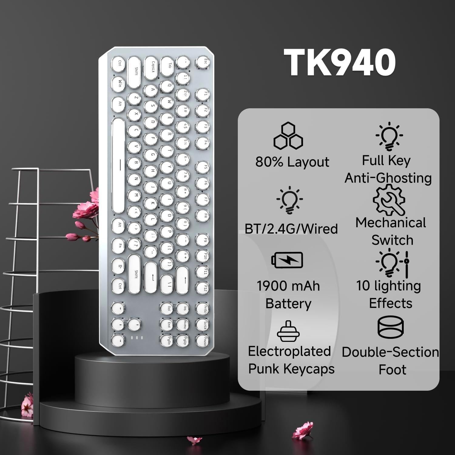 Teclado Mecánico Inalámbrico EWEADN 87 Teclas Retroiluminado