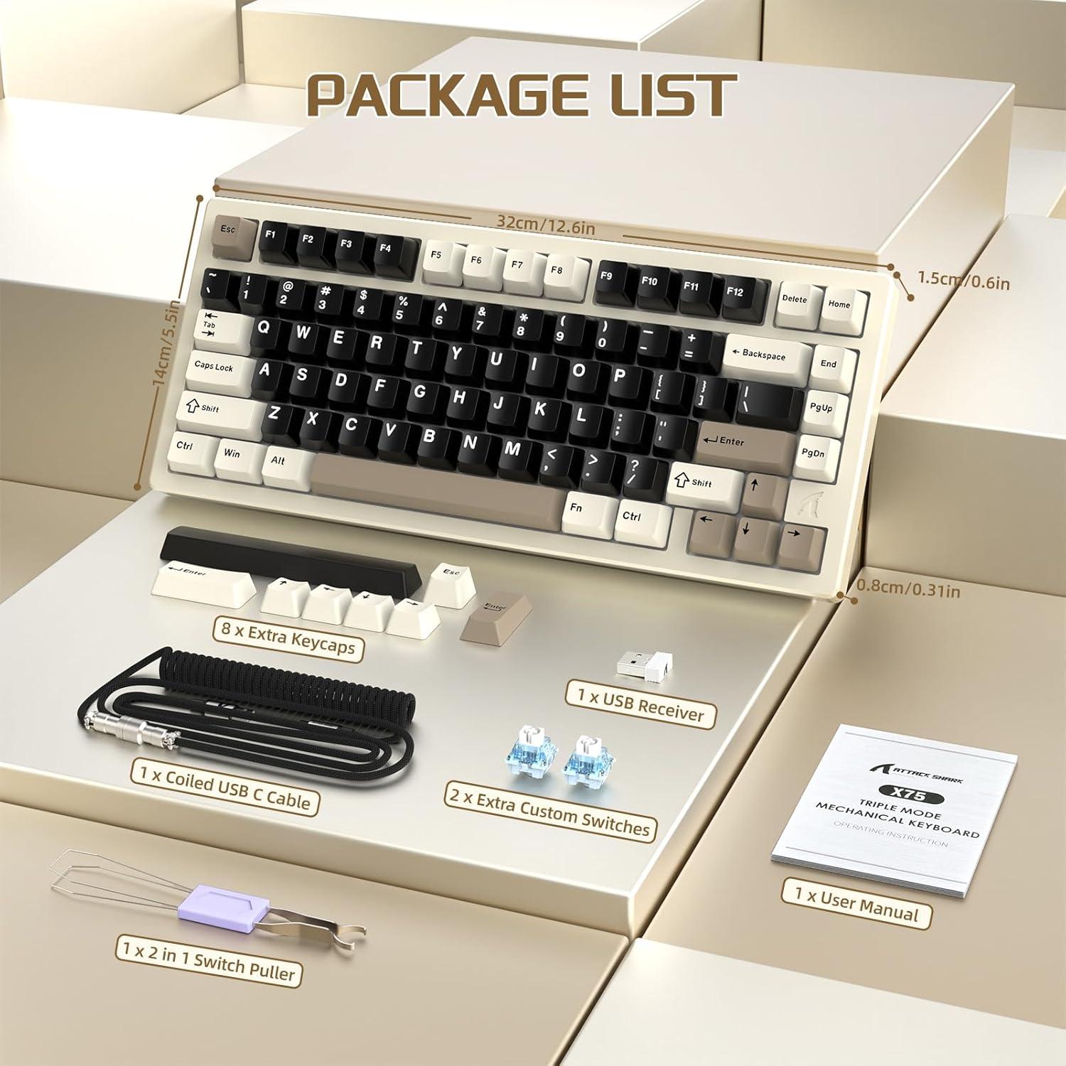 Teclado Mecánico Inalámbrico Attack Shark X75-QMK RGB - Aluminio