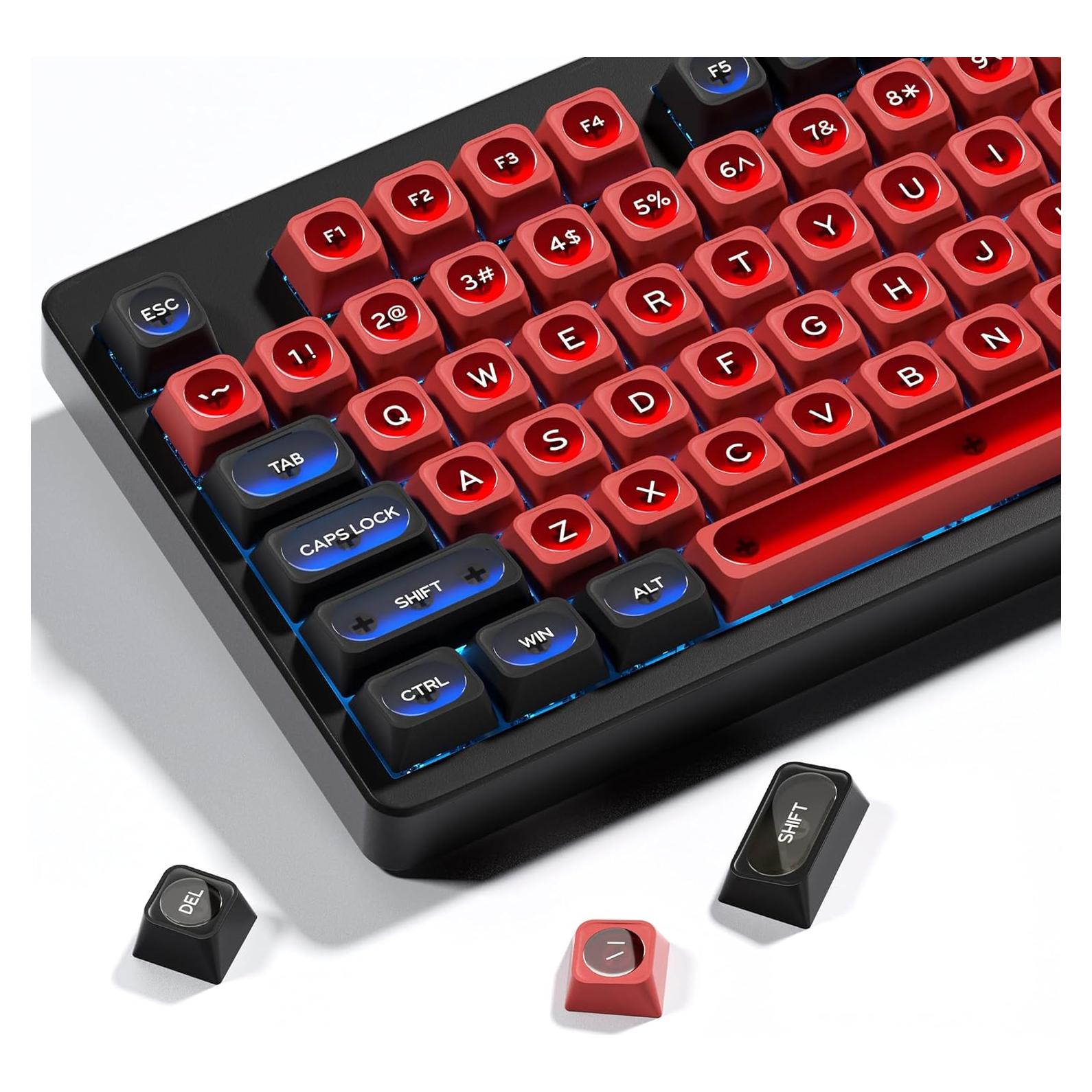 Teclas Mecánicas OHY MAX 136 PBT Translucidas Rojo y Negro