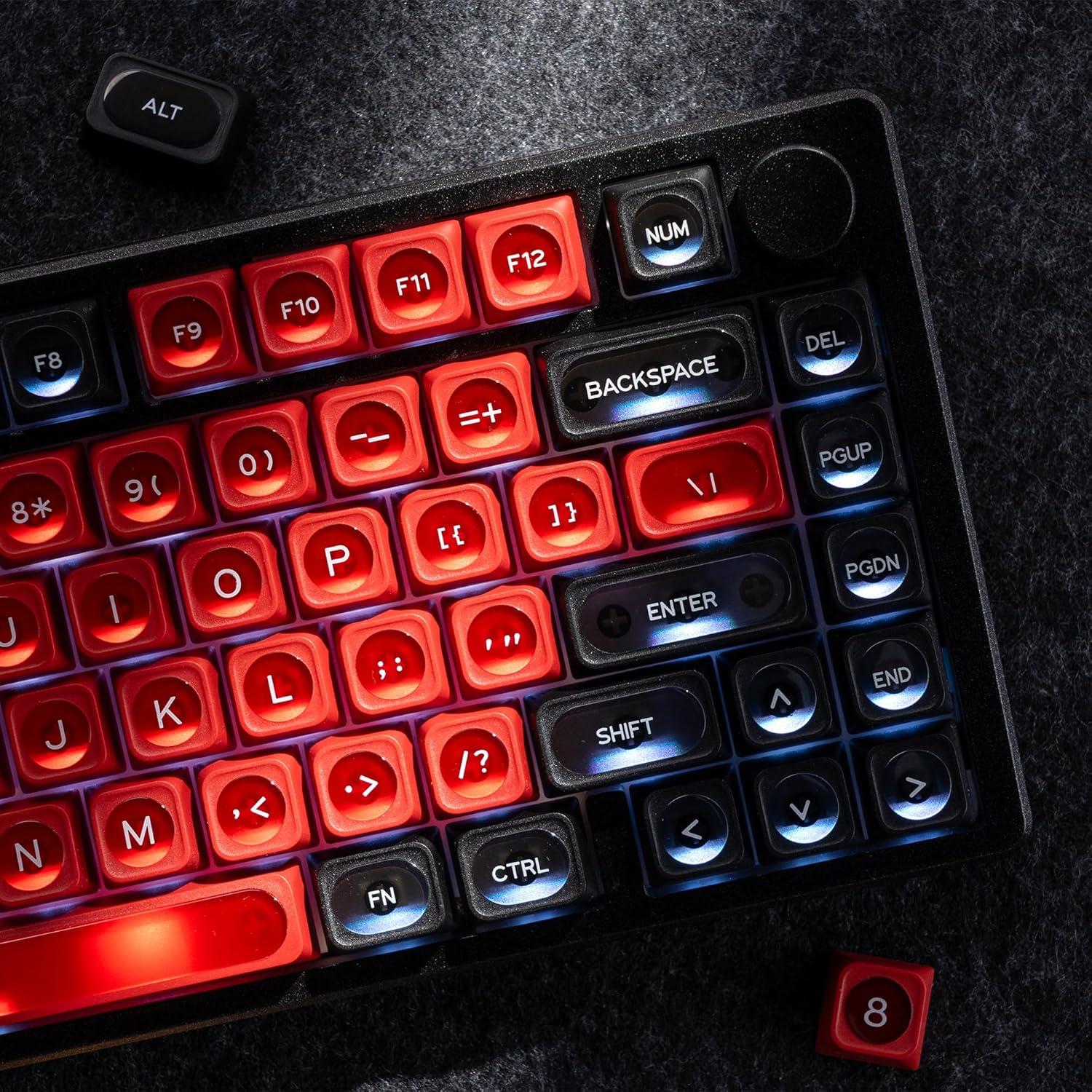 Teclas Mecánicas OHY MAX 136 PBT Translucidas Rojo y Negro