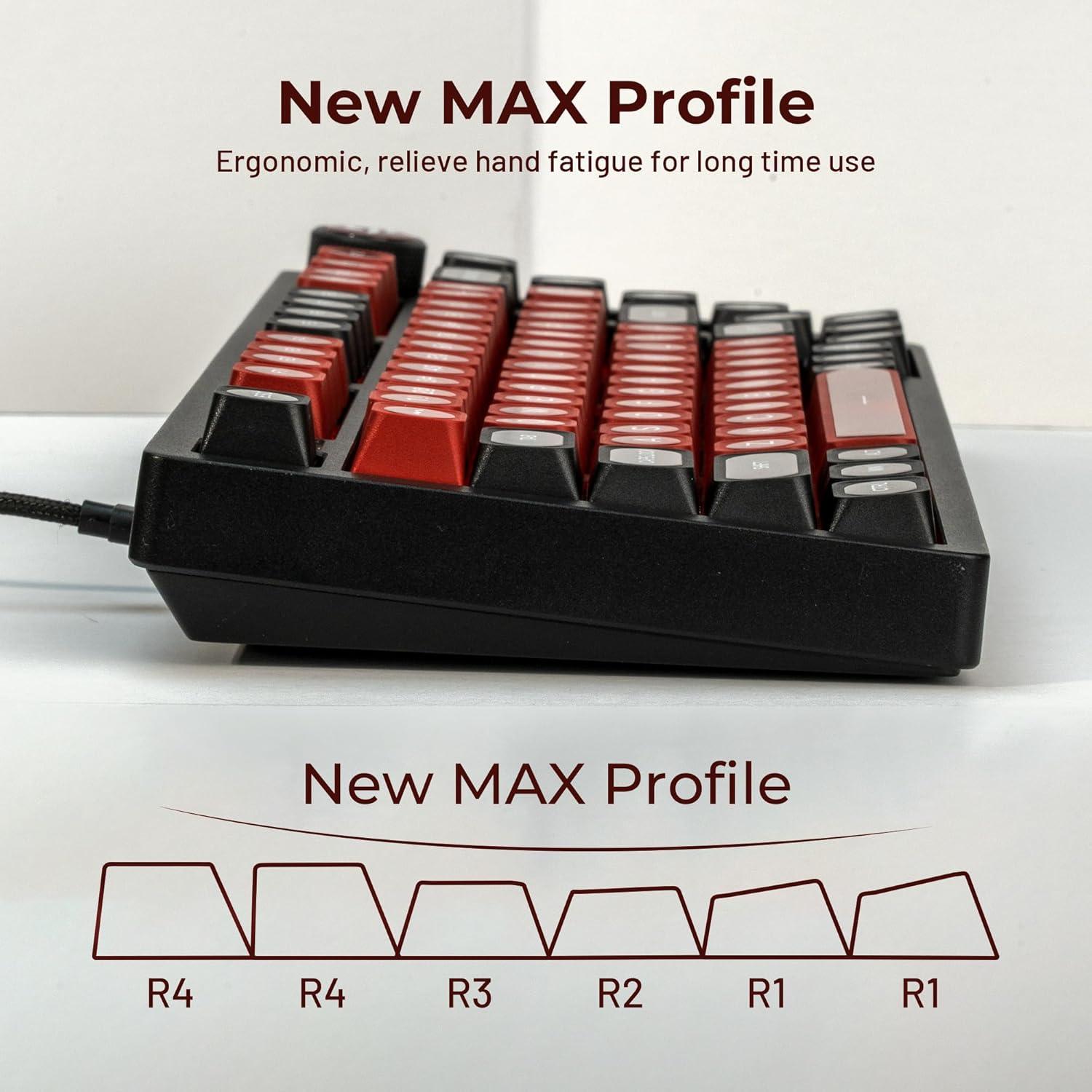 Teclas Mecánicas OHY MAX 136 PBT Translucidas Rojo y Negro