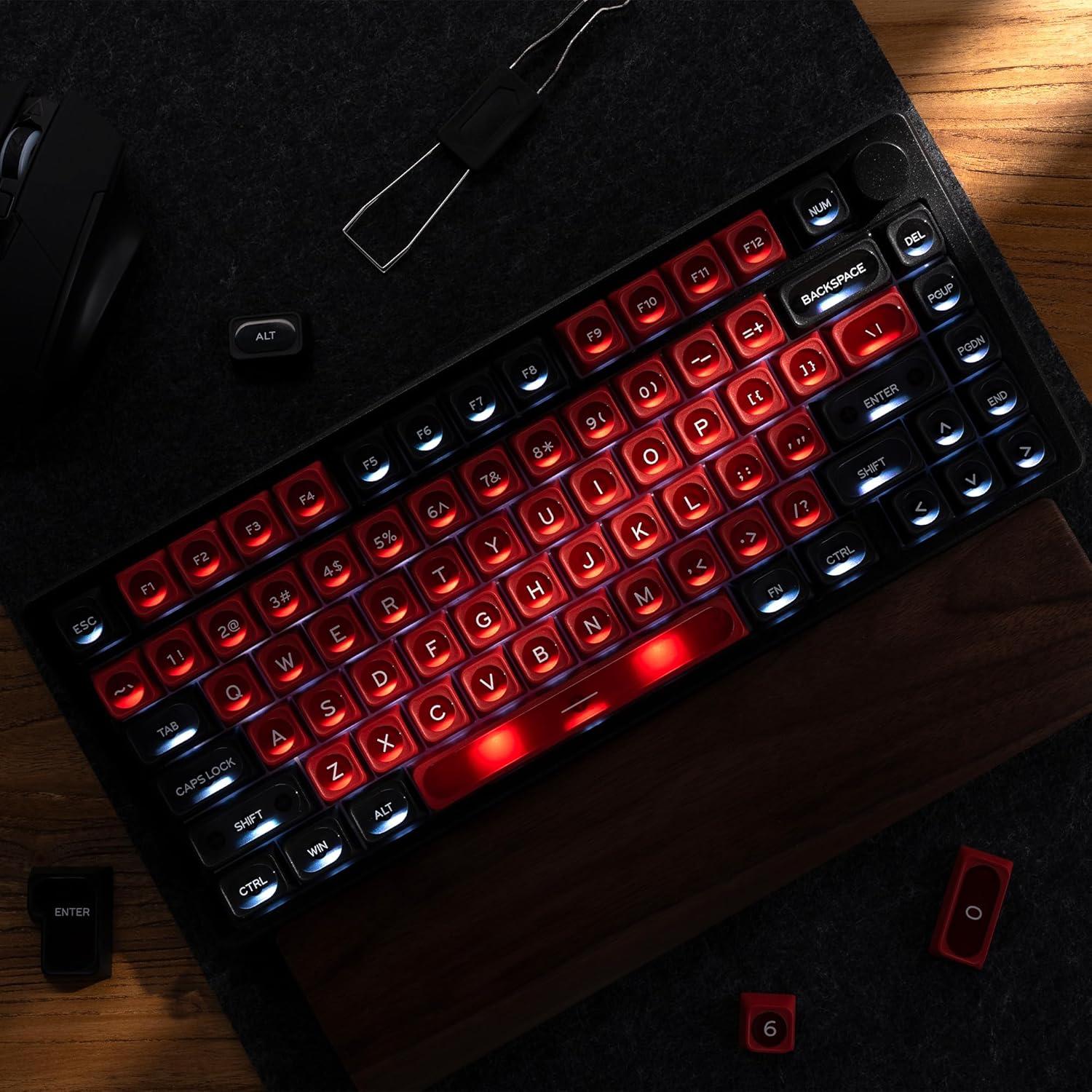 Teclas Mecánicas OHY MAX 136 PBT Translucidas Rojo y Negro