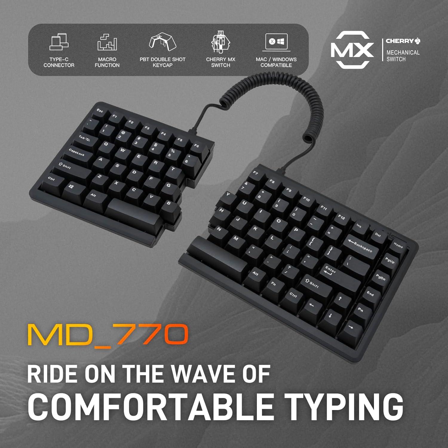 Teclado Mecánico Ergonómico Mistel MD770 TKL Cherry MX PBT