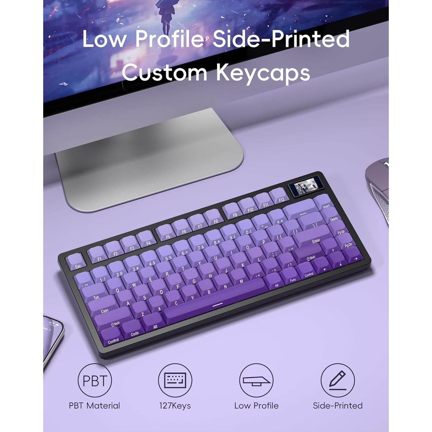 Teclas Moradas PBT Perfil Bajo OHY para Teclados Mecánicos