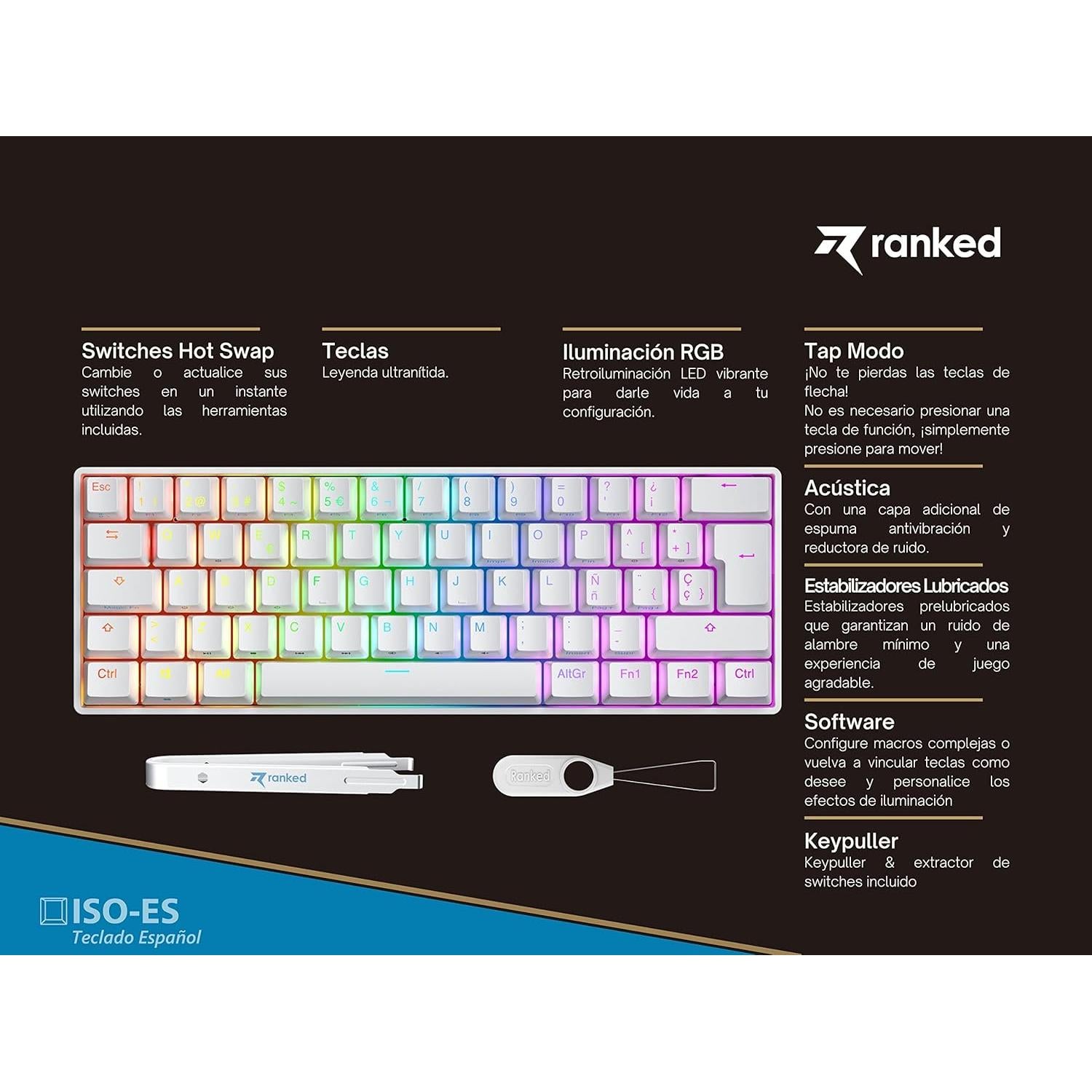 Teclado Mecánico Ranked S60 Supernova 60% RGB Hot Swappable