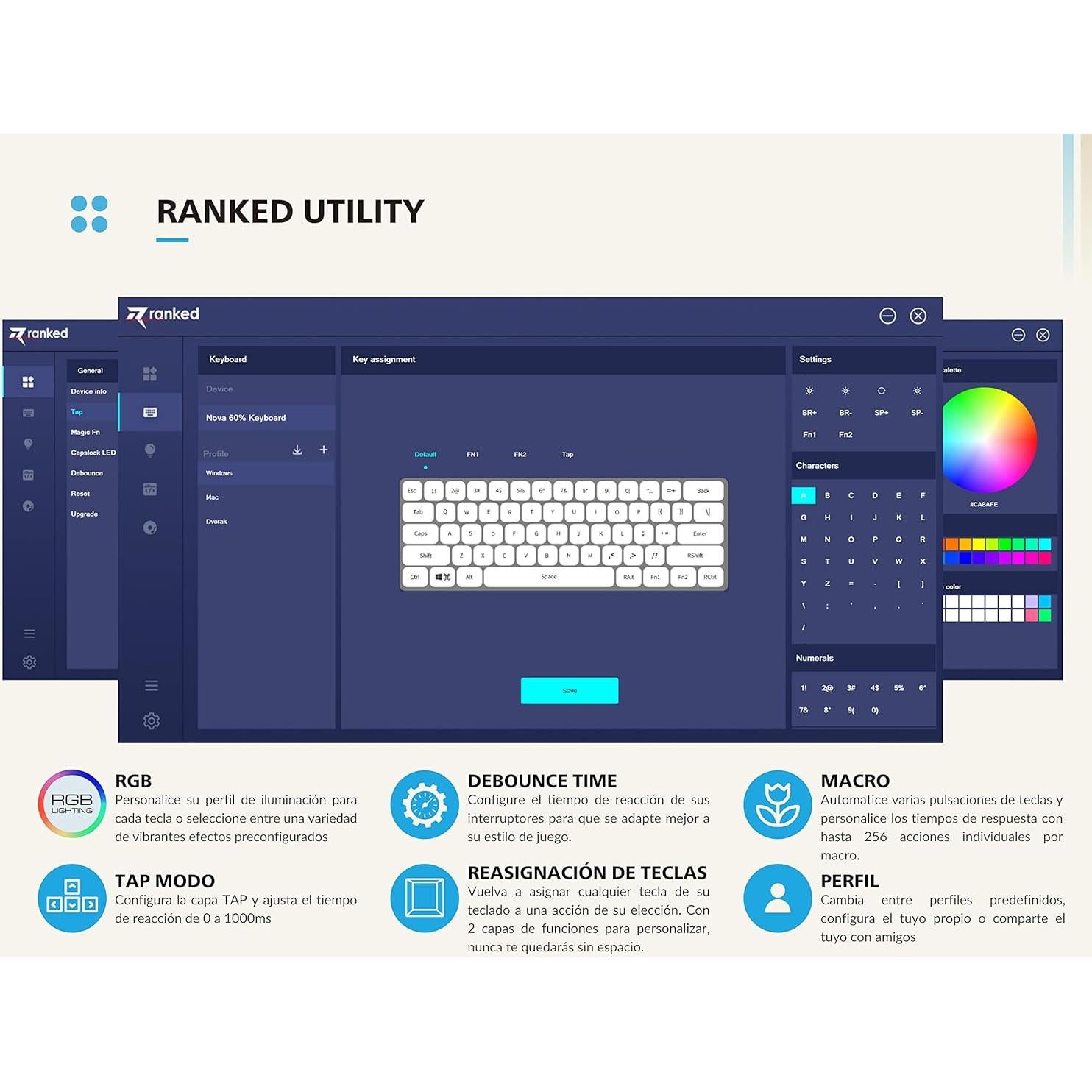 Teclado Mecánico Ranked S60 Supernova 60% RGB Hot Swappable