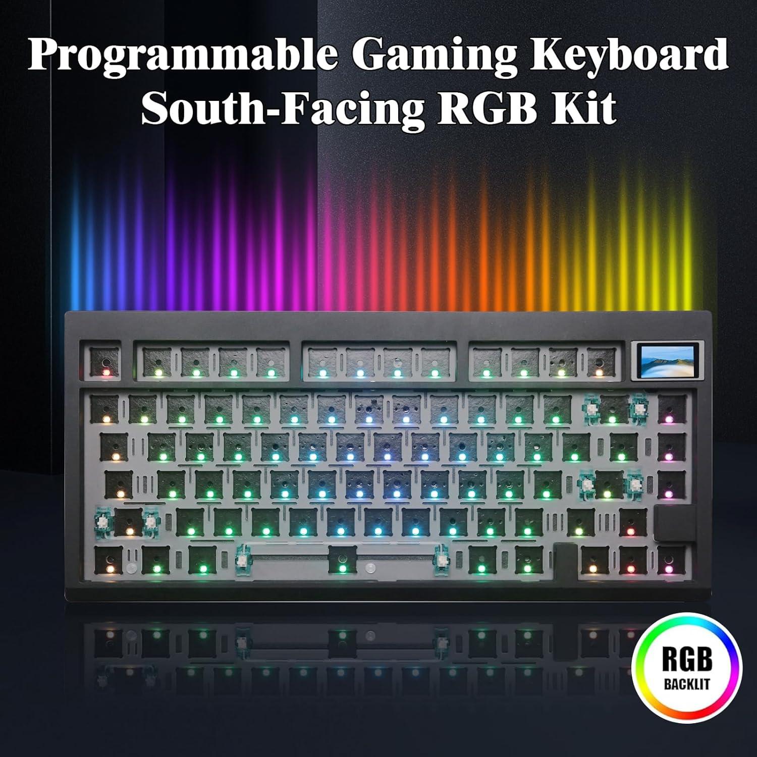 Teclado Mecánico GMK81 75% RGB Inalámbrico Type-C Negro