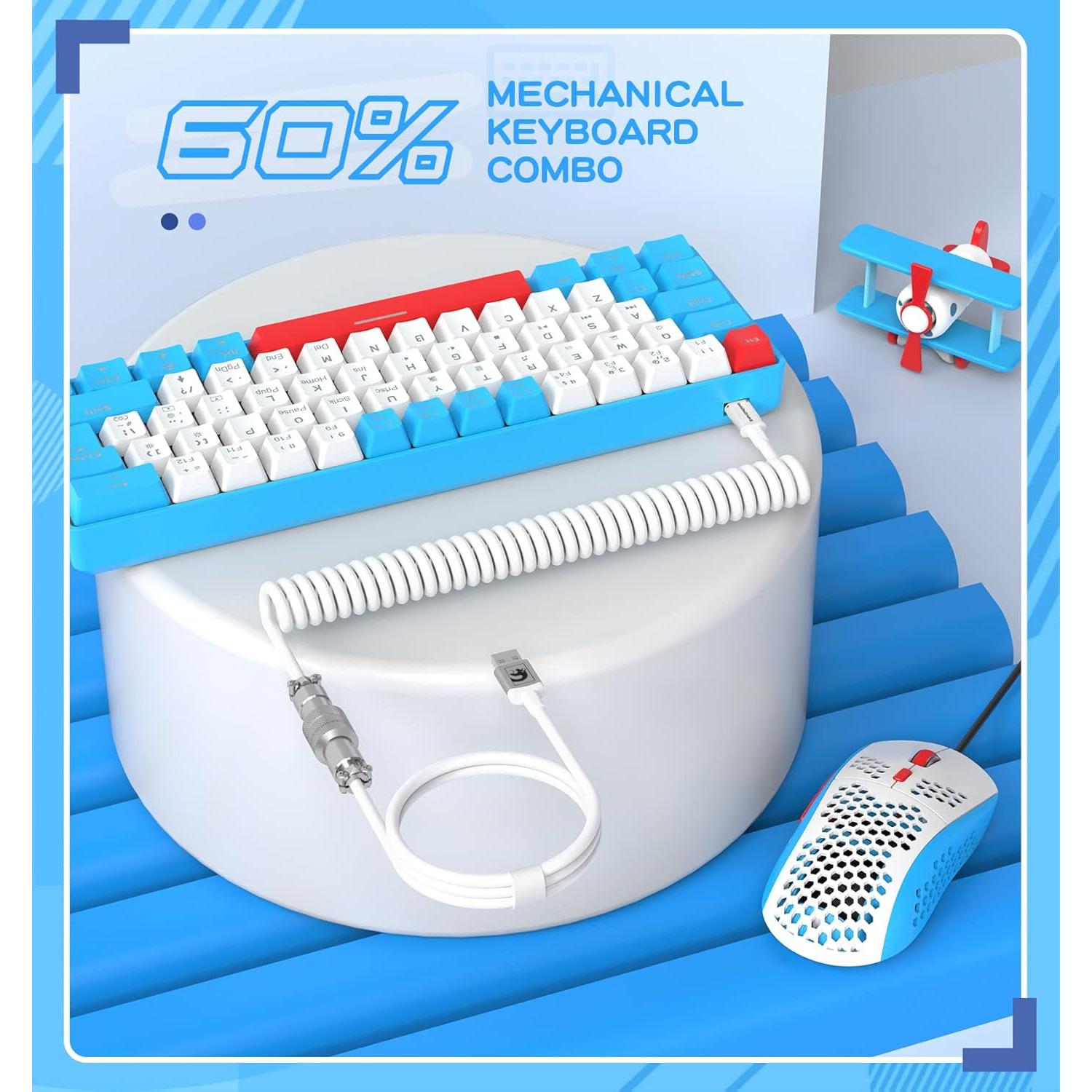 Combo Teclado Mecánico 60% LexonElec T60PRO + Ratón RGB 6400 DPI