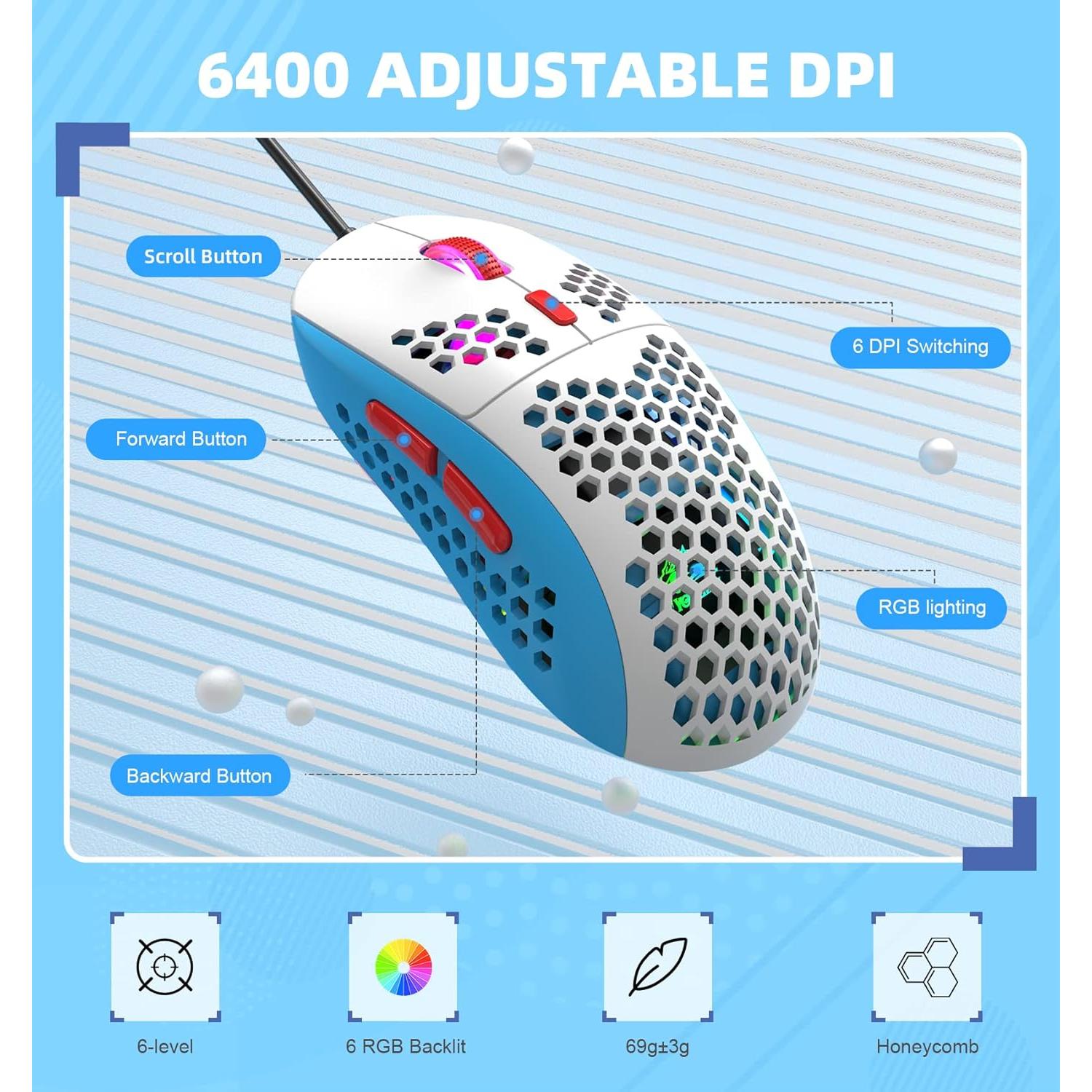 Combo Teclado Mecánico 60% LexonElec T60PRO + Ratón RGB 6400 DPI