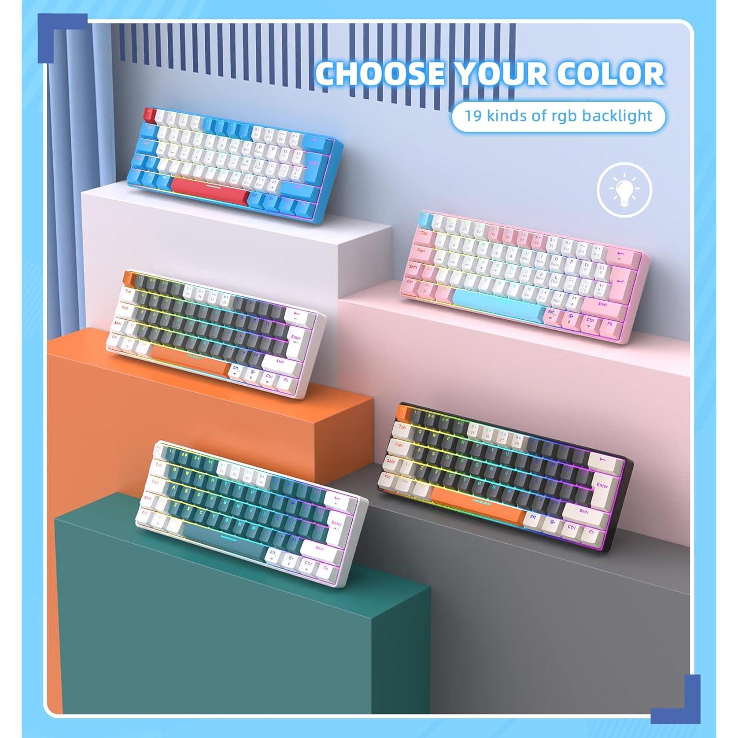 Combo Teclado Mecánico 60% LexonElec T60PRO + Ratón RGB 6400 DPI