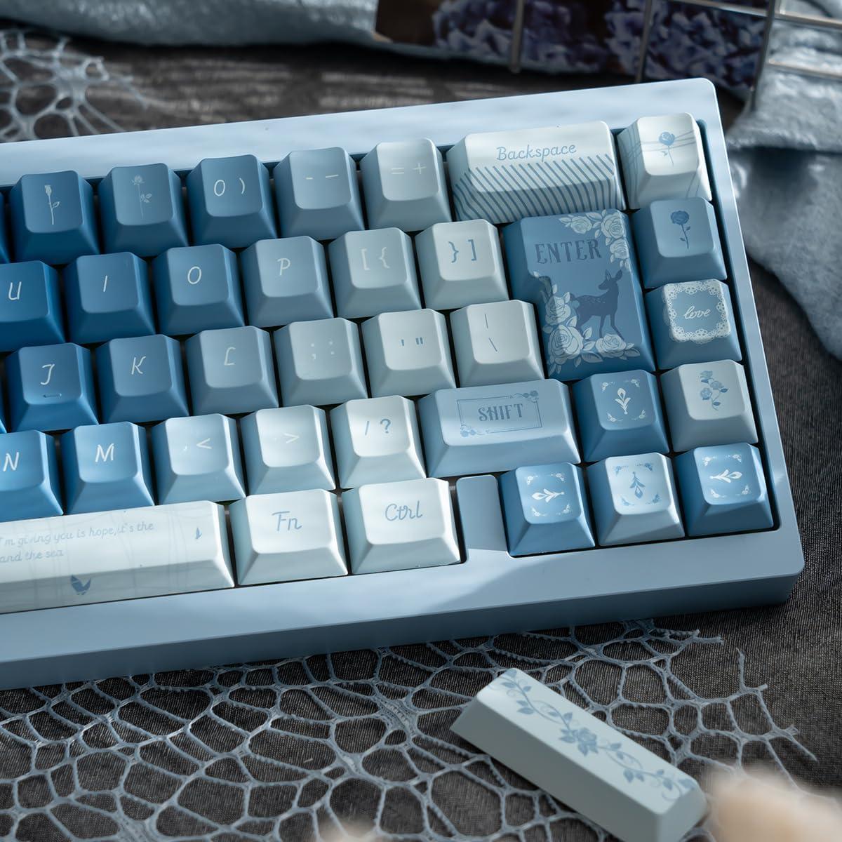 Juego de Teclas PBT Dye Sub 152 Teclas Rosa Azul Cherry MX