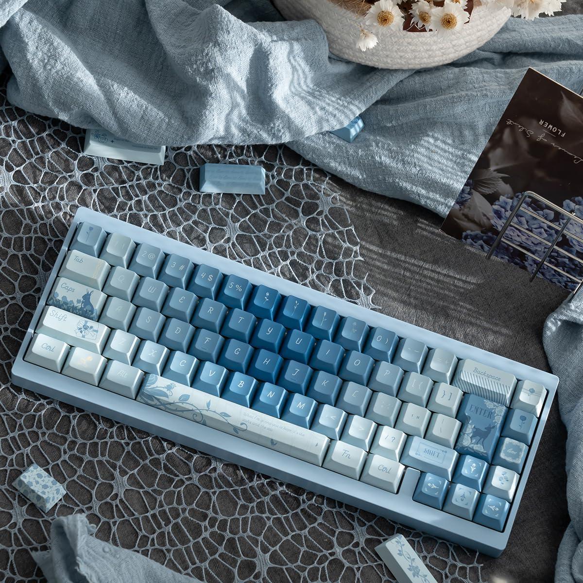 Juego de Teclas PBT Dye Sub 152 Teclas Rosa Azul Cherry MX