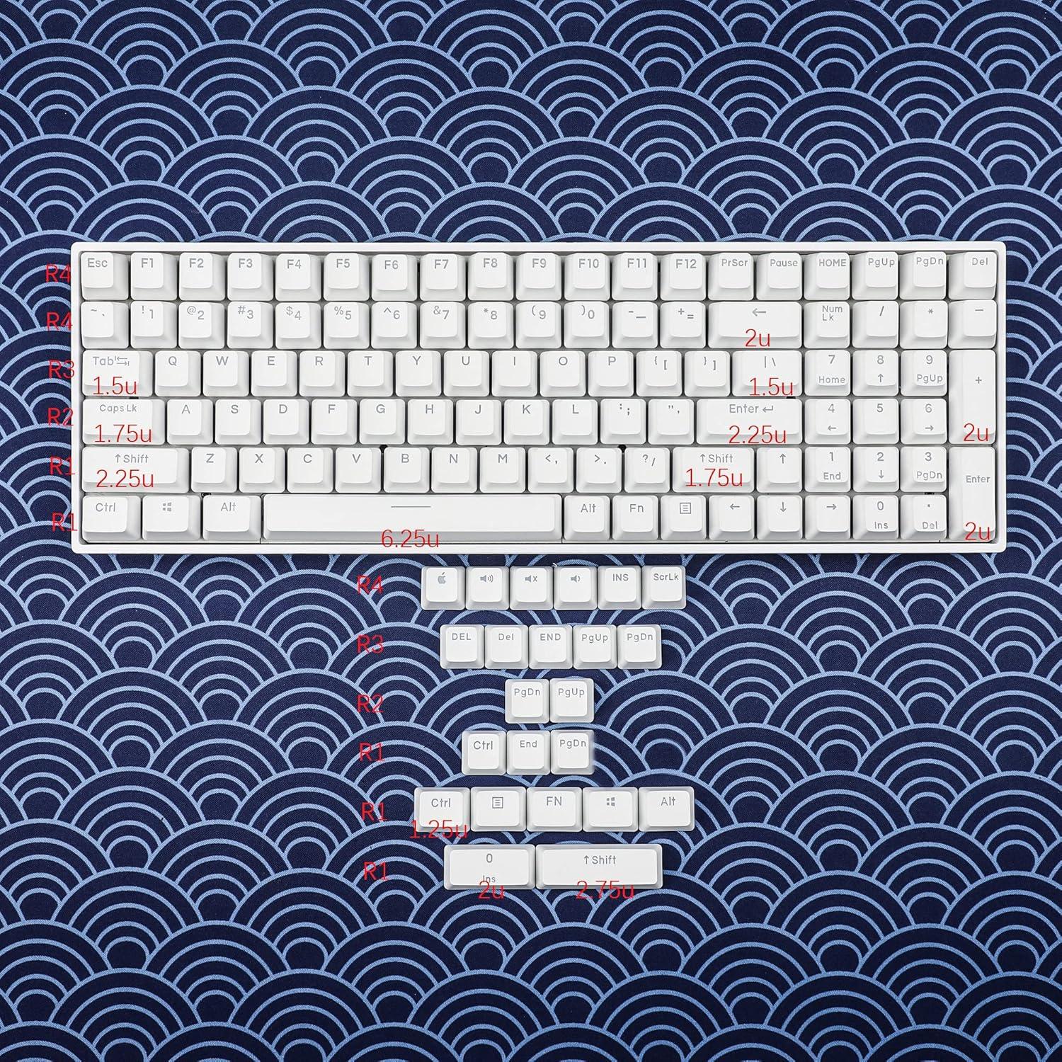 Conjunto de Teclas YMDK Doble Tiro 108 PBT Brillante Blanco 122