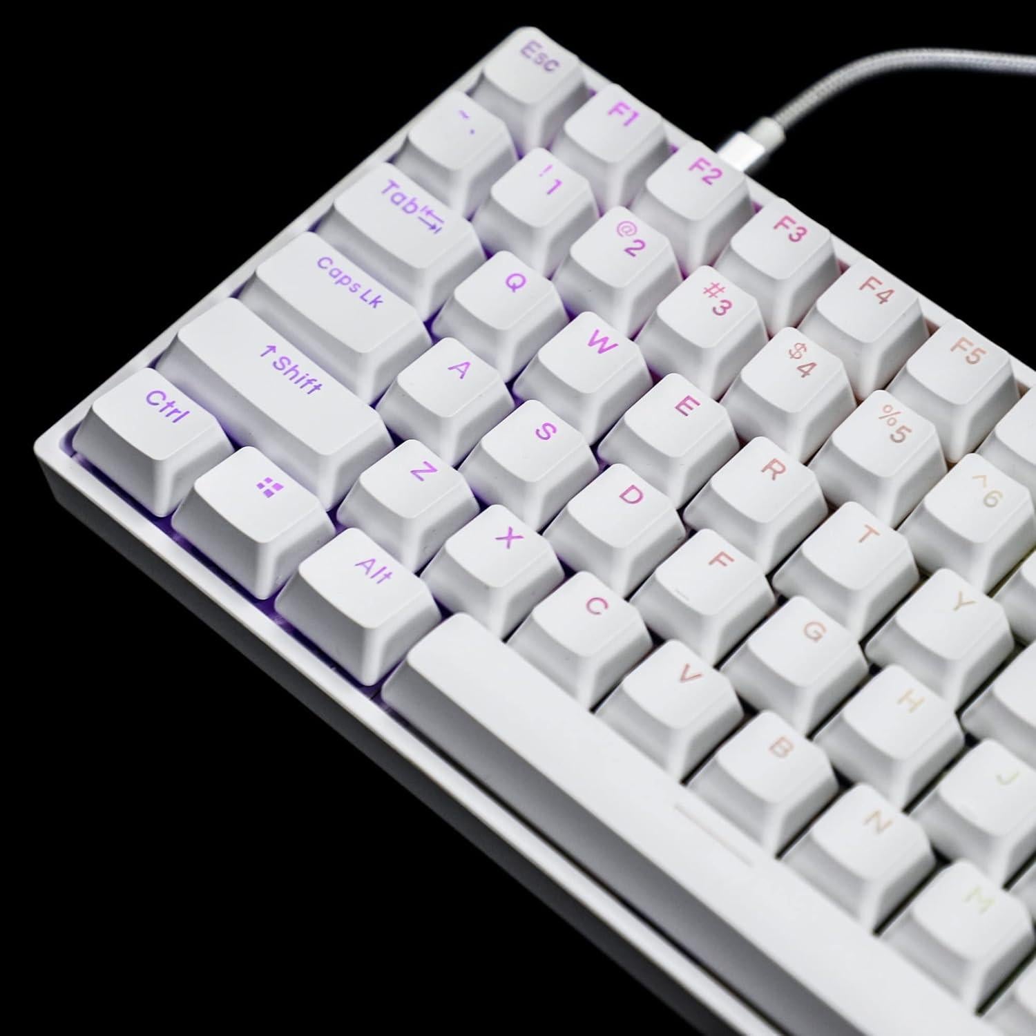 Conjunto de Teclas YMDK Doble Tiro 108 PBT Brillante Blanco 122