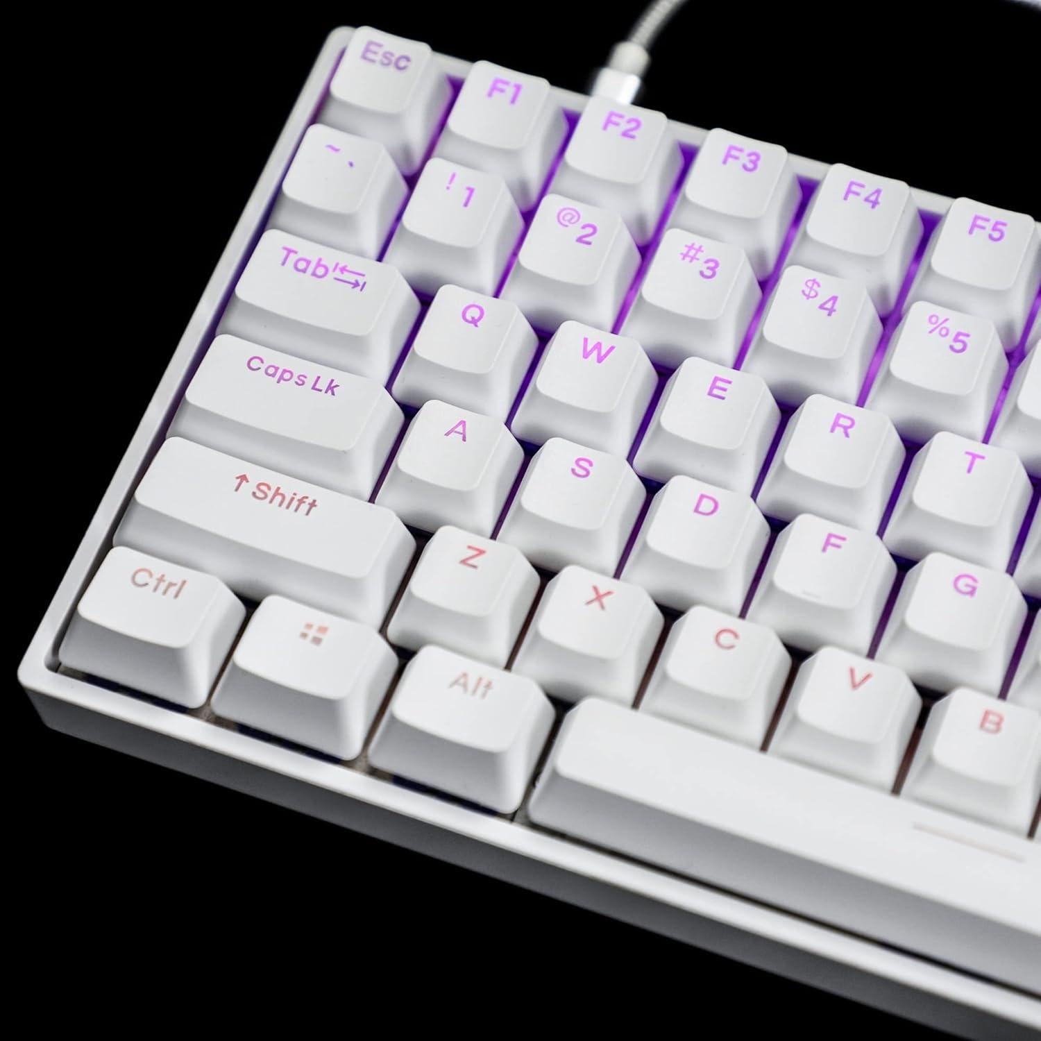 Conjunto de Teclas YMDK Doble Tiro 108 PBT Brillante Blanco 122