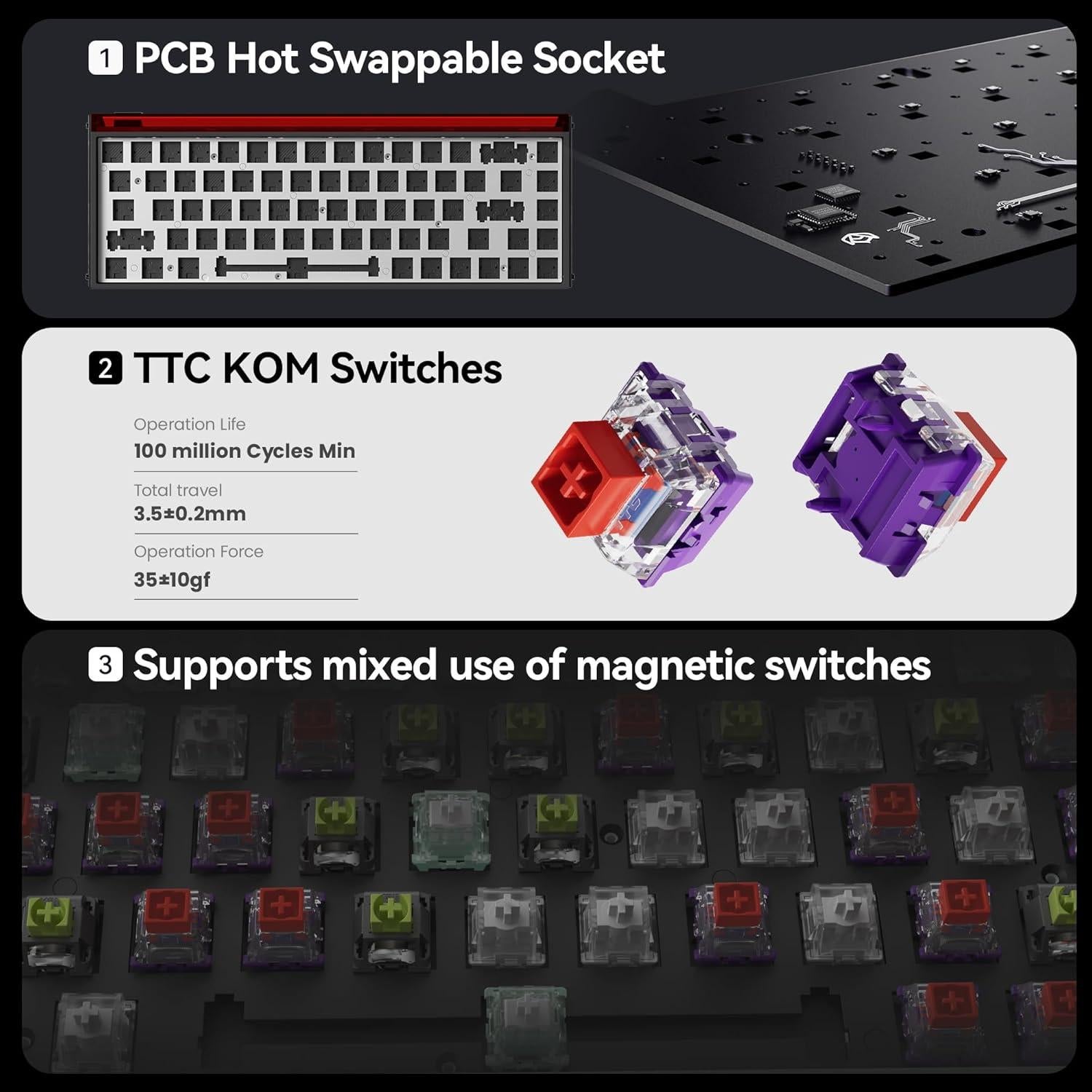 Teclado MelGeek MADE68 Ultra con Cable, 65% Compacto, RGB