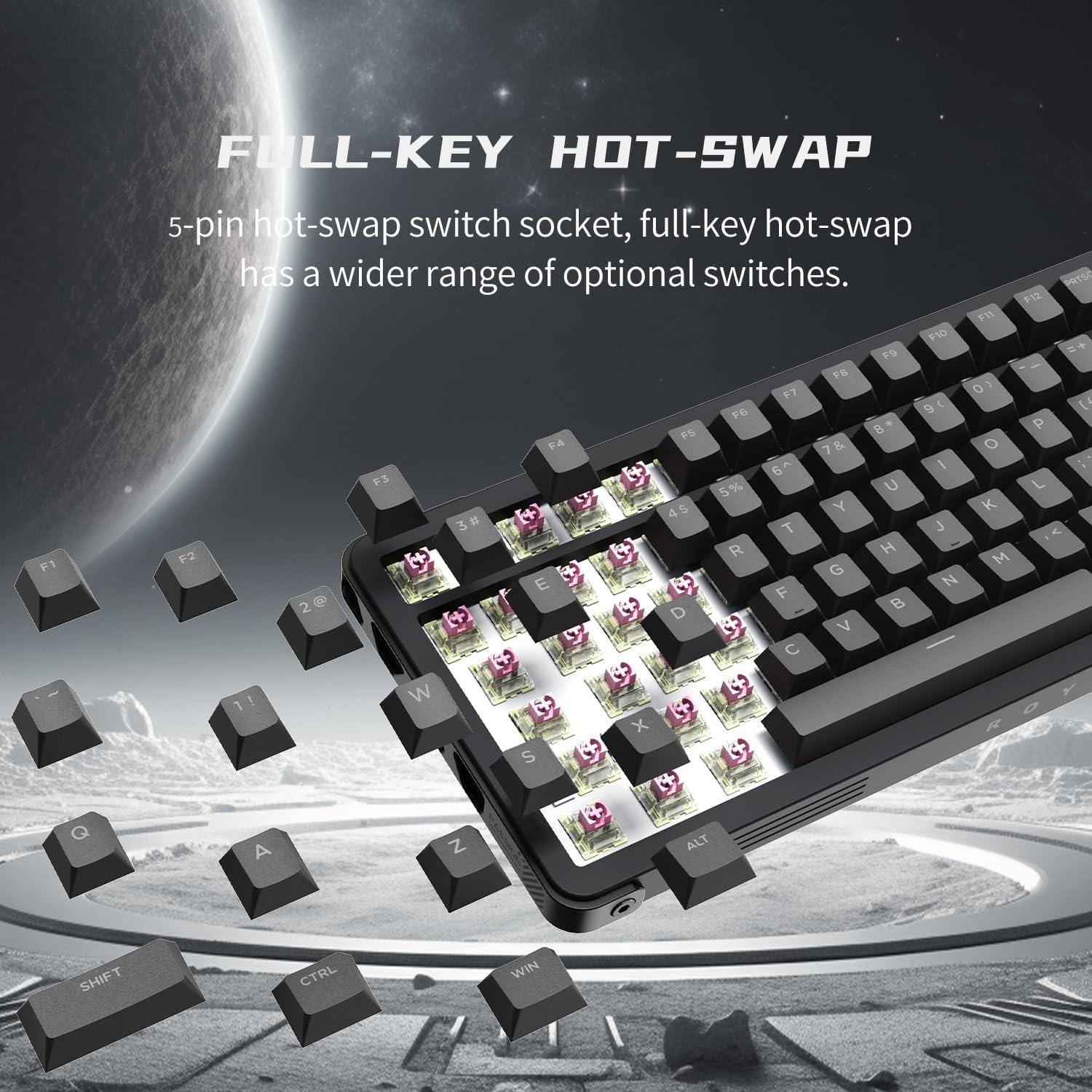 Teclado Mecánico Inalámbrico ROYALAXE D98 RGB PBT 4000mAh