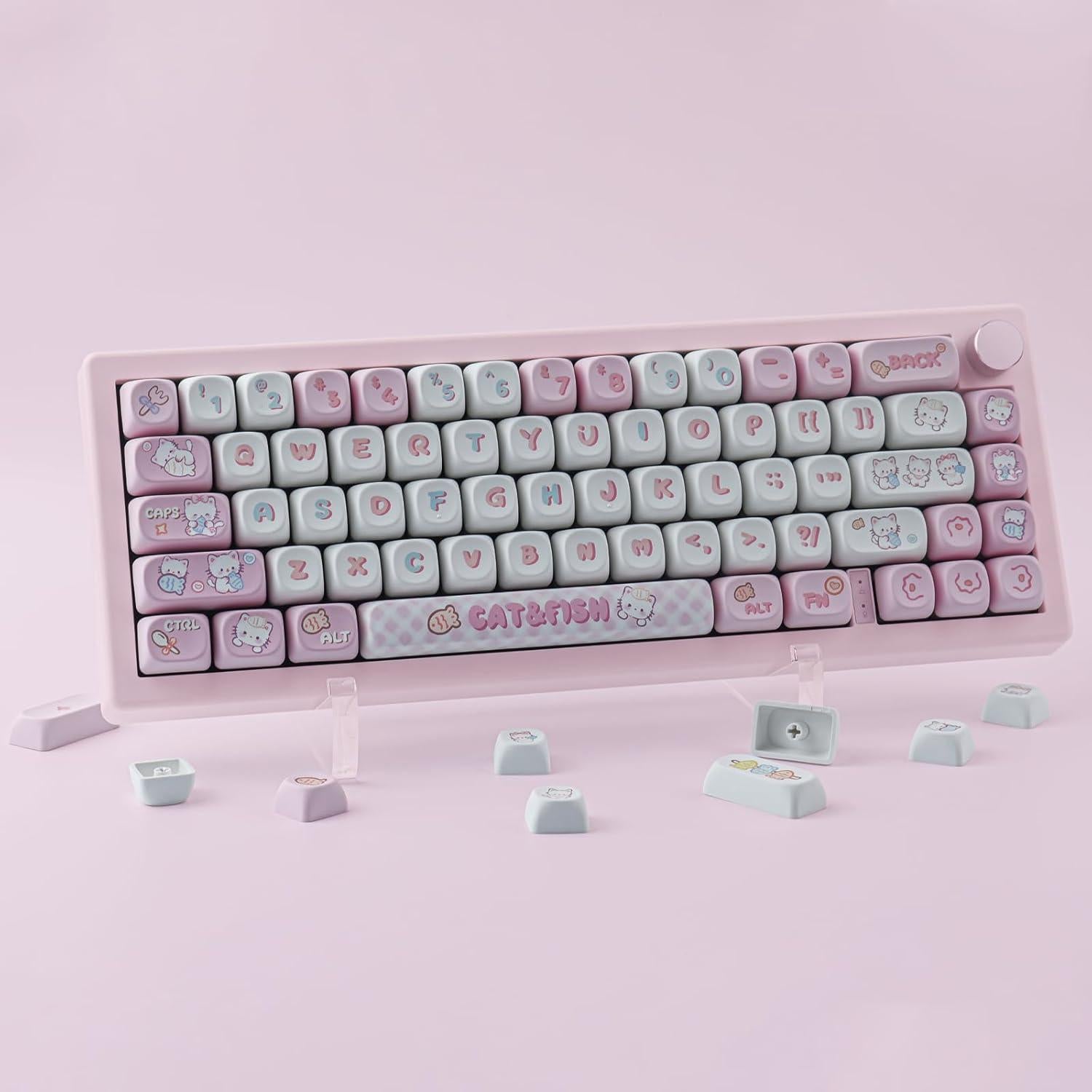 Juego de Teclas PBT Gato Bonito 140 Teclas MOA Cherry MX