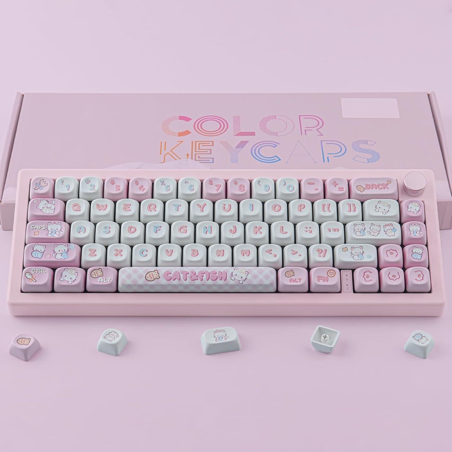 Juego de Teclas PBT Gato Bonito 140 Teclas MOA Cherry MX