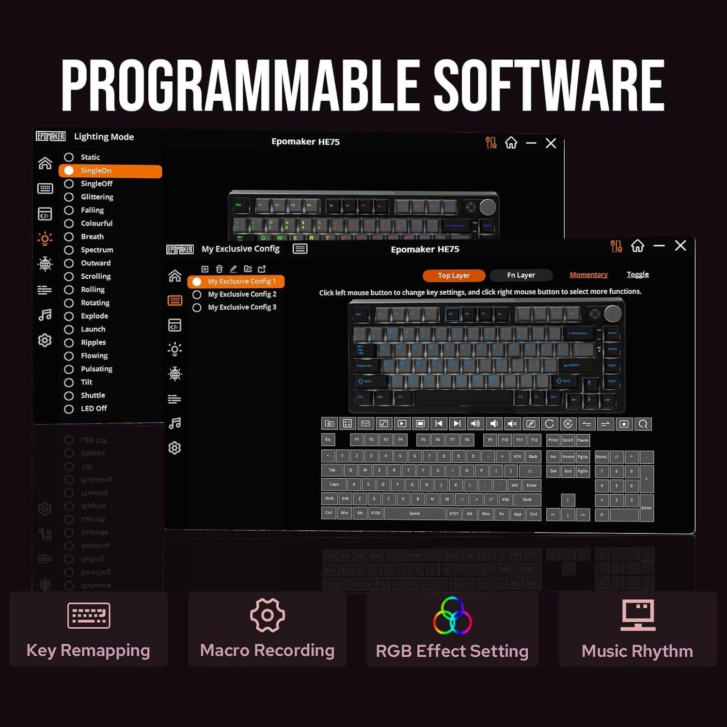 Teclado Mecánico Inalámbrico EPOMAKER HE75 RGB 81 Teclas