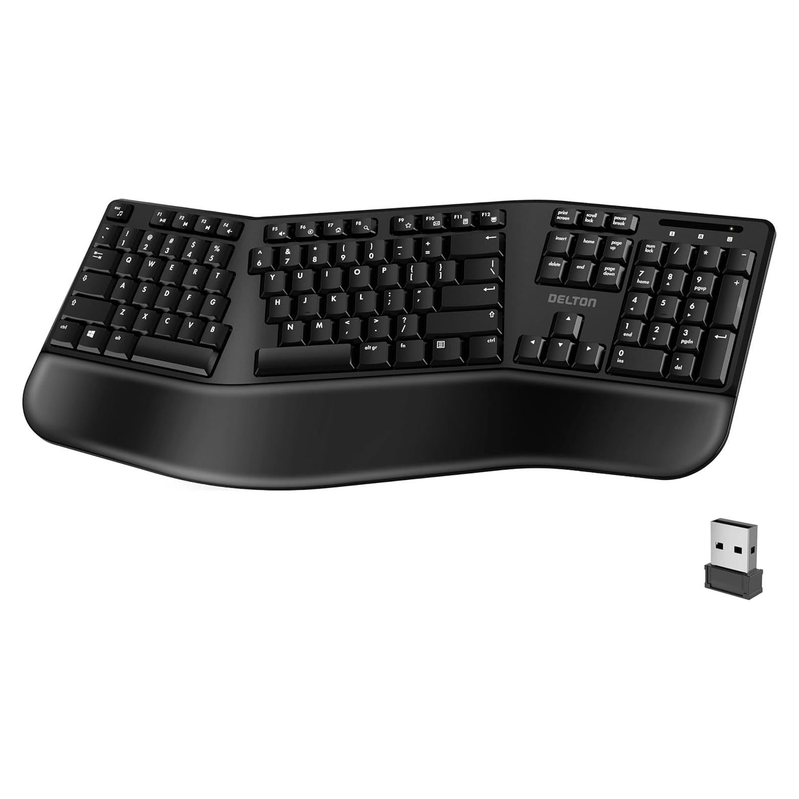Teclado Ergonómico Inalámbrico Delton KB200 con Reposamuñecas