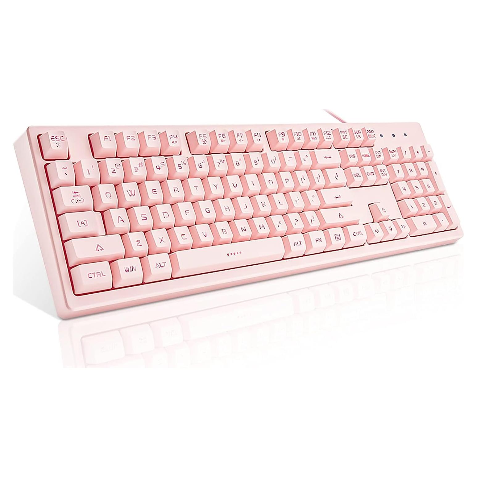 Teclado Rosa Basaltech K60-PINK con Retroiluminación LED 7 Colores