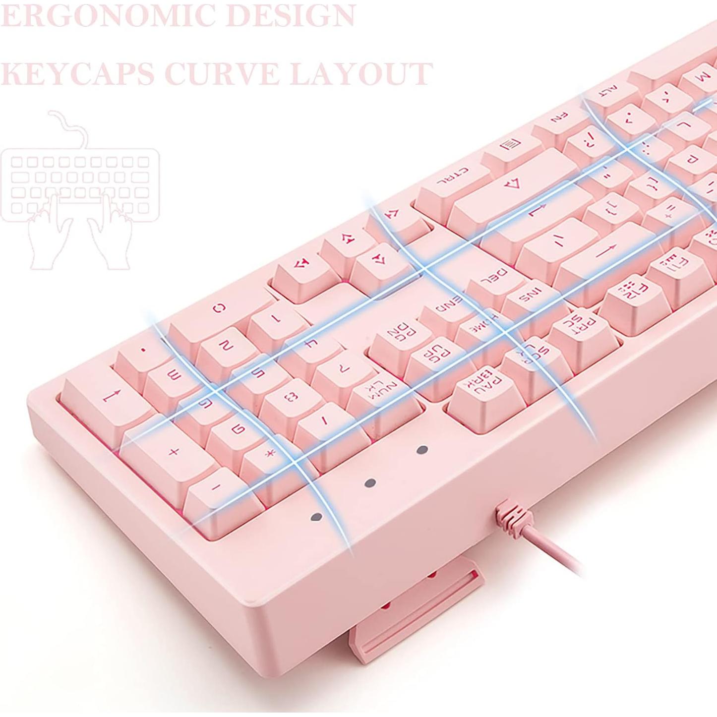 Teclado Rosa Basaltech K60-PINK con Retroiluminación LED 7 Colores