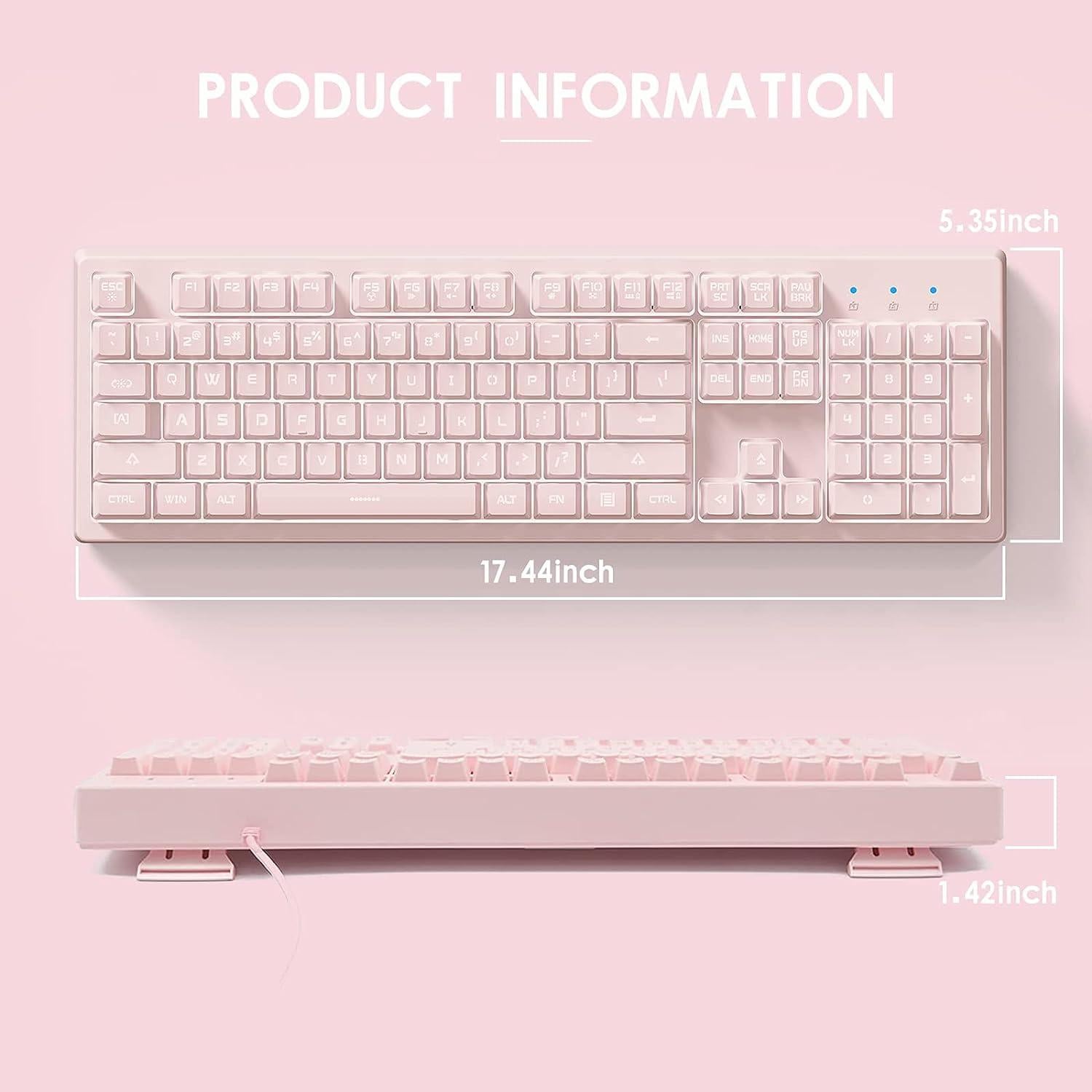 Teclado Rosa Basaltech K60-PINK con Retroiluminación LED 7 Colores