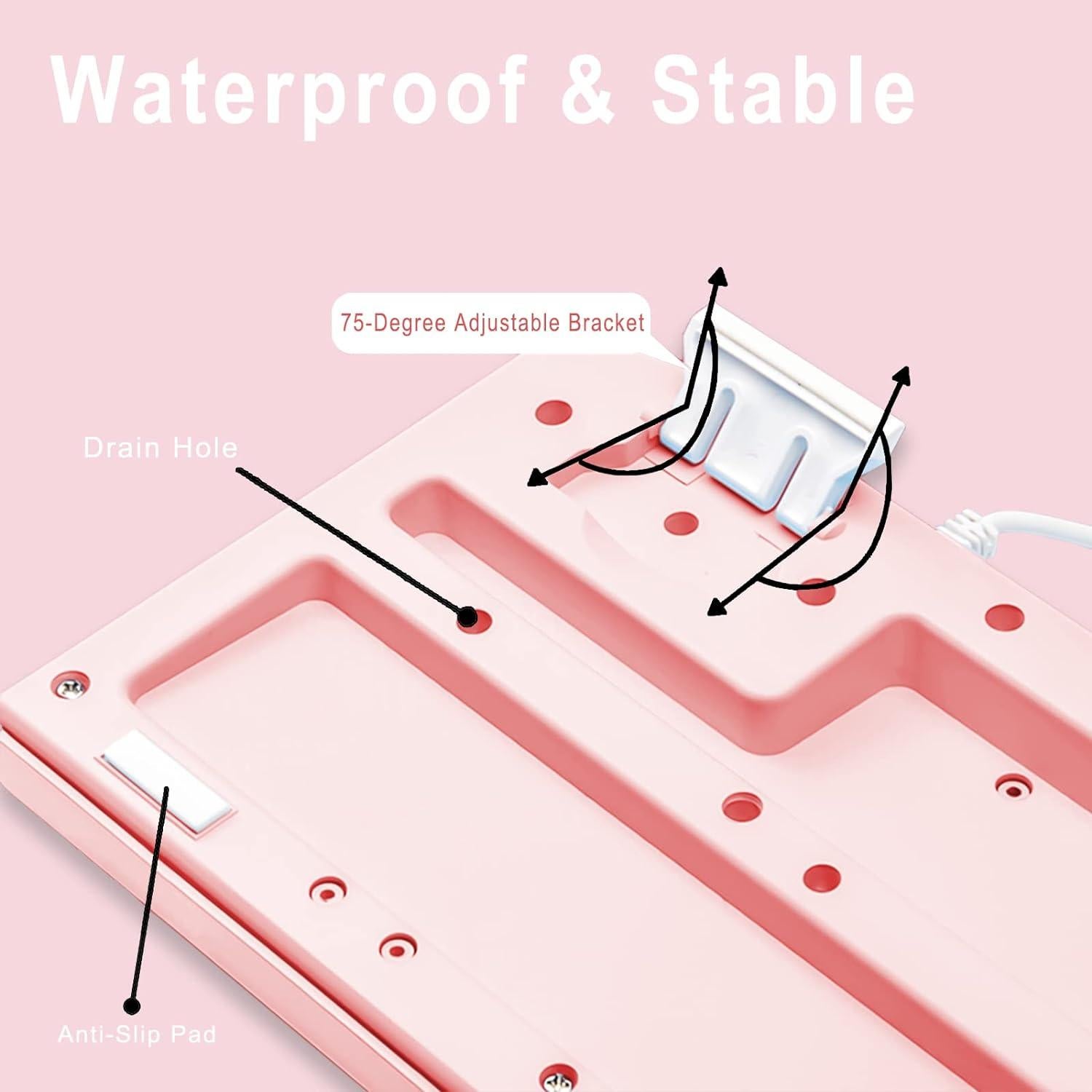 Teclado Rosa Basaltech K60-PINK con Retroiluminación LED 7 Colores