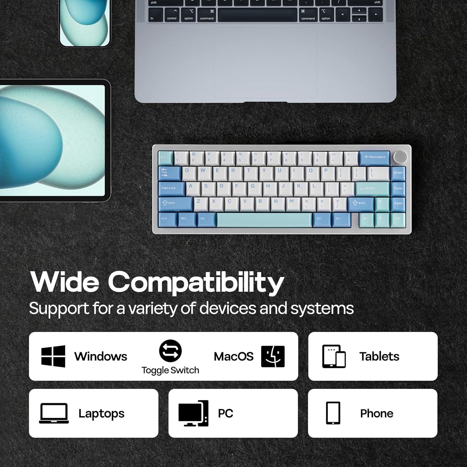 Teclado Mecánico Inalámbrico EPOMAKER Galaxy65 Plata RGB