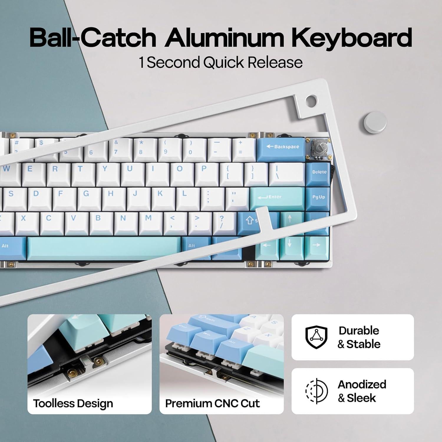 Teclado Mecánico Inalámbrico EPOMAKER Galaxy65 Plata RGB
