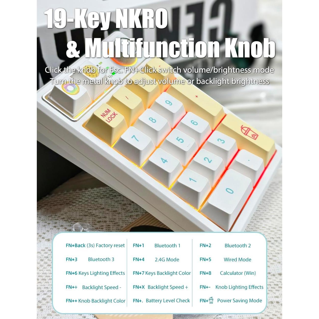 Teclado Numérico Mecánico TISHLED K19 Inalámbrico RGB