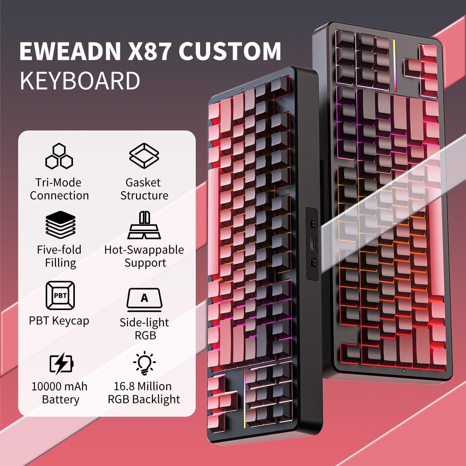 Teclado Mecánico Inalámbrico EWEADN X87 75% RGB 10000mAh