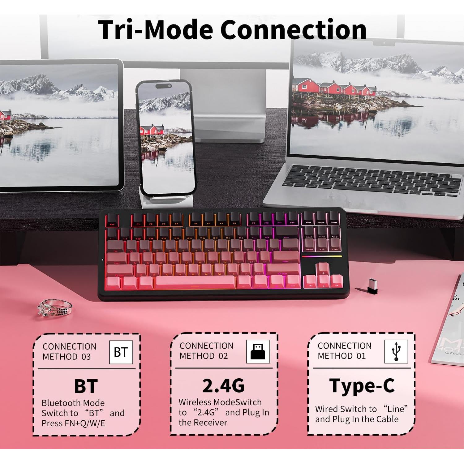 Teclado Mecánico Inalámbrico EWEADN X87 75% RGB 10000mAh