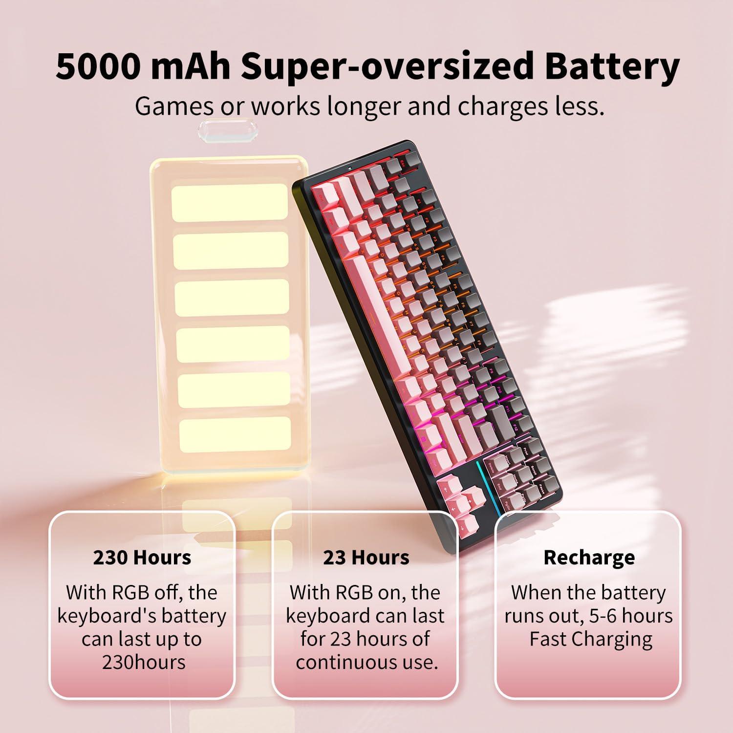 Teclado Mecánico Inalámbrico EWEADN X87 75% RGB 10000mAh