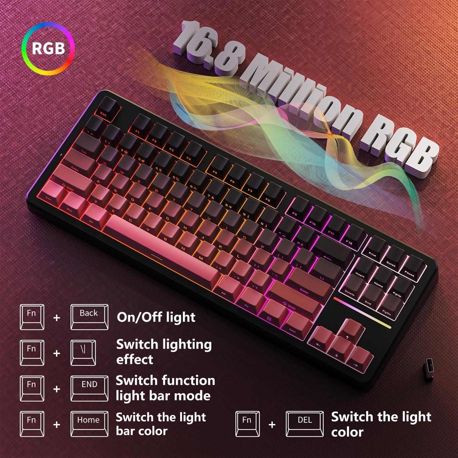 Teclado Mecánico Inalámbrico EWEADN X87 75% RGB 10000mAh