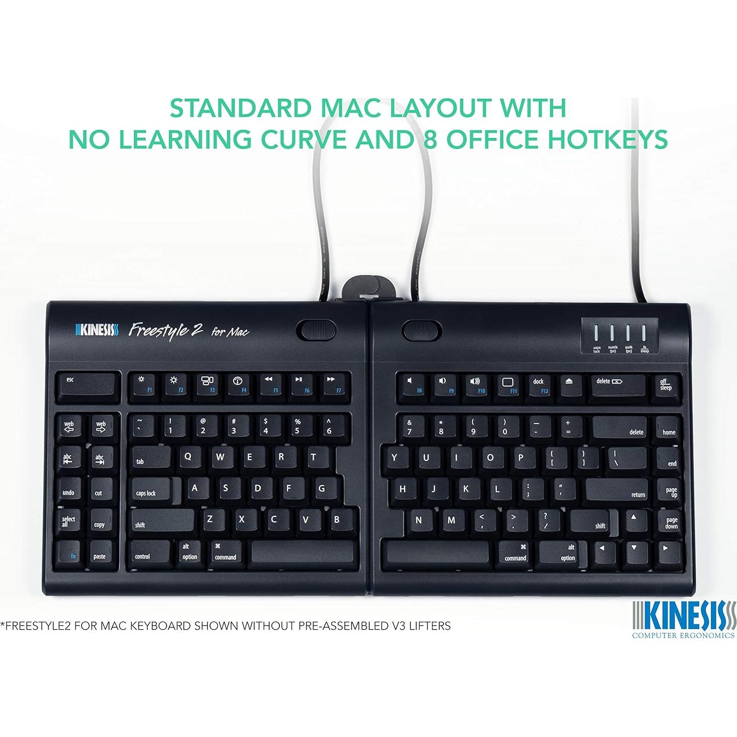 Teclado Ergonómico Kinesis Freestyle2 para Mac con Elevadores V3